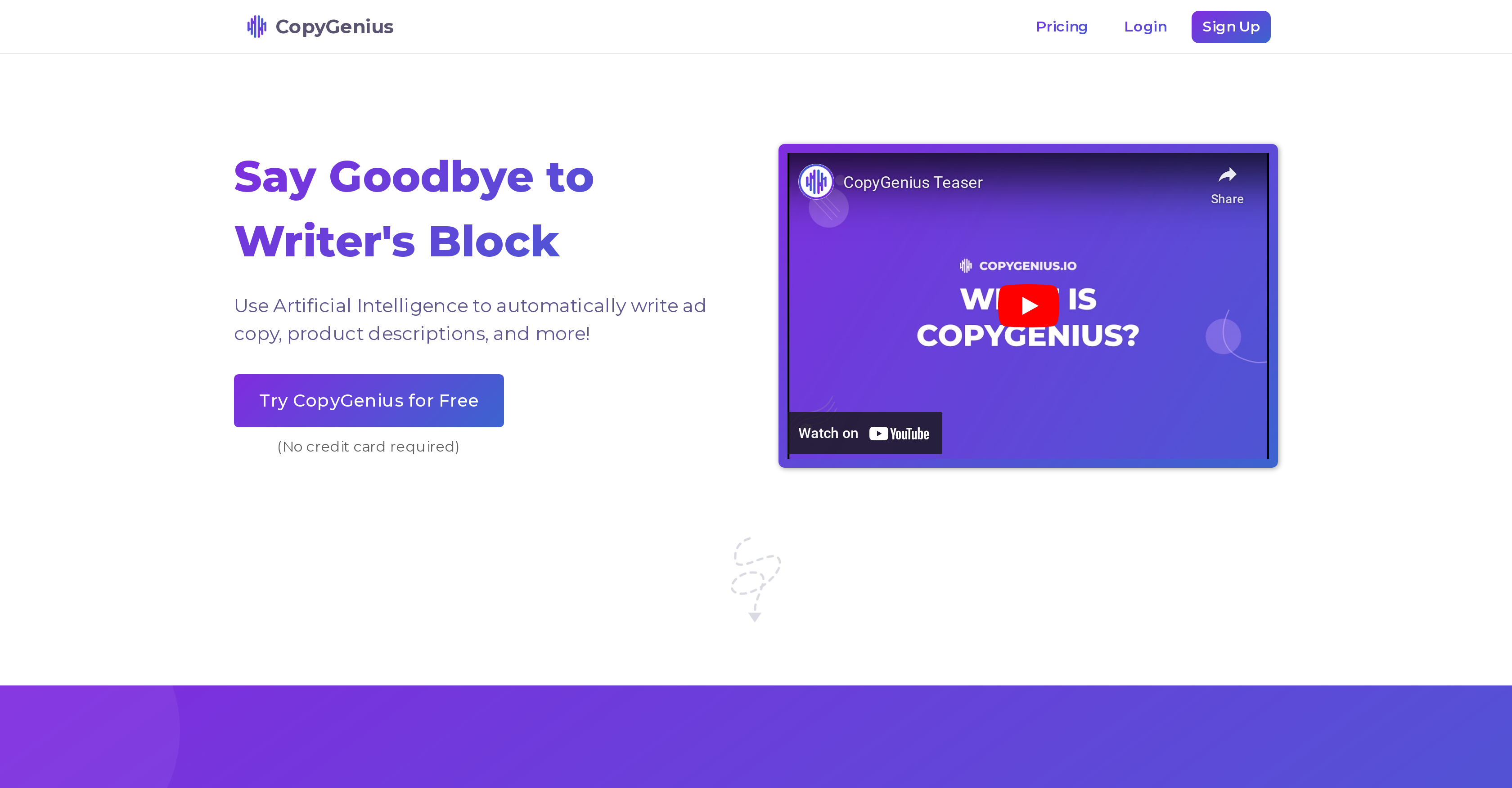 Copygenius - Screenshot showing the interface and features of this AI tool
