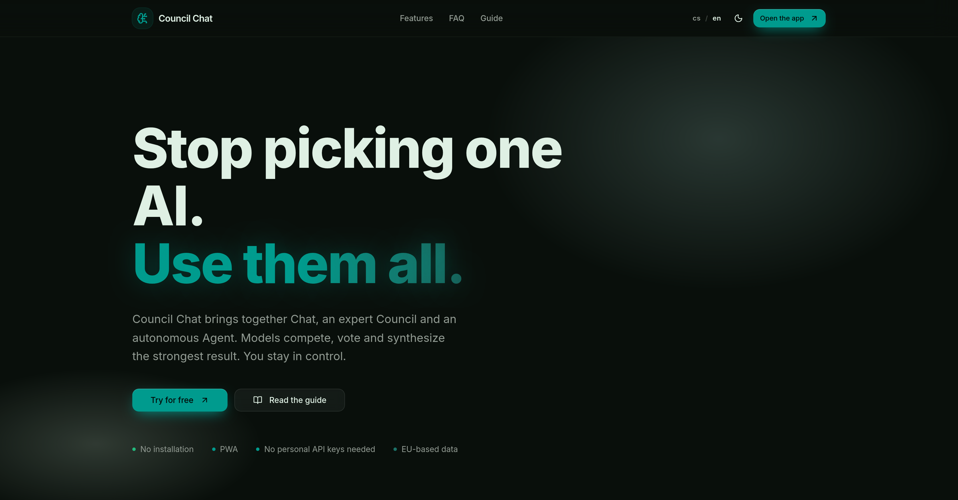 Council Chat - Screenshot showing the interface and features of this AI tool
