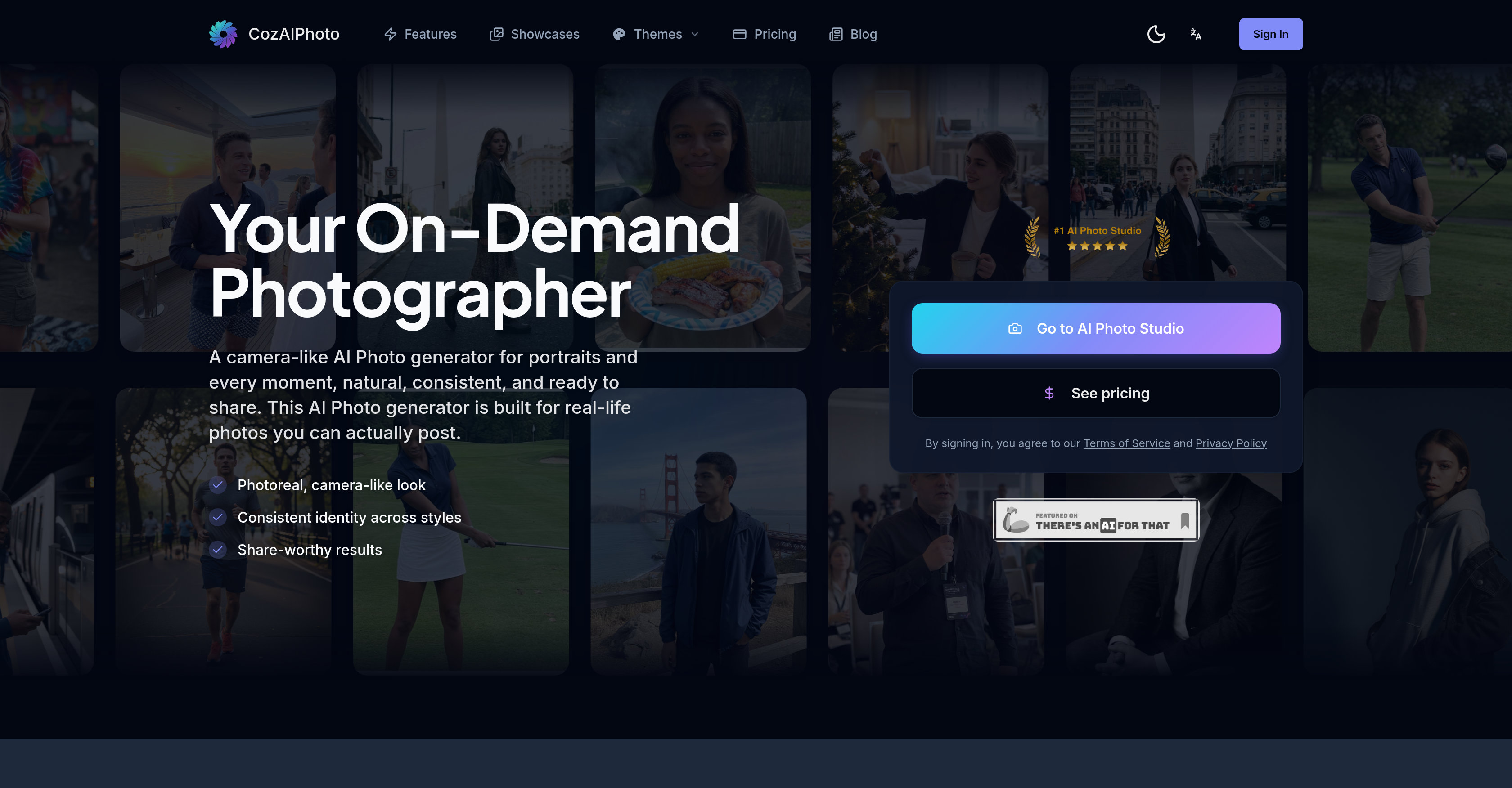 CozAIPhoto - Screenshot showing the interface and features of this AI tool