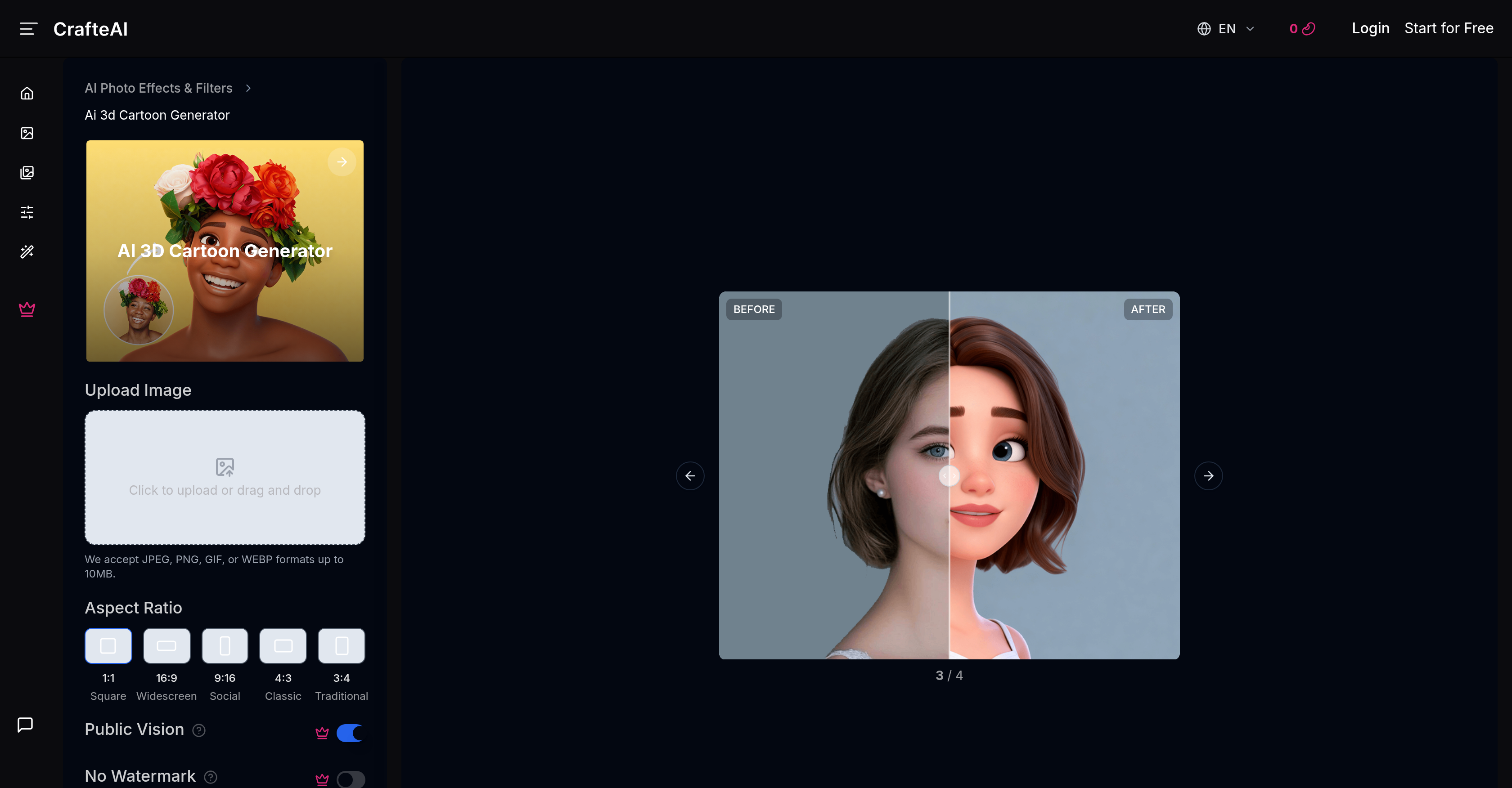 CrafteAI - Screenshot showing the interface and features of this AI tool