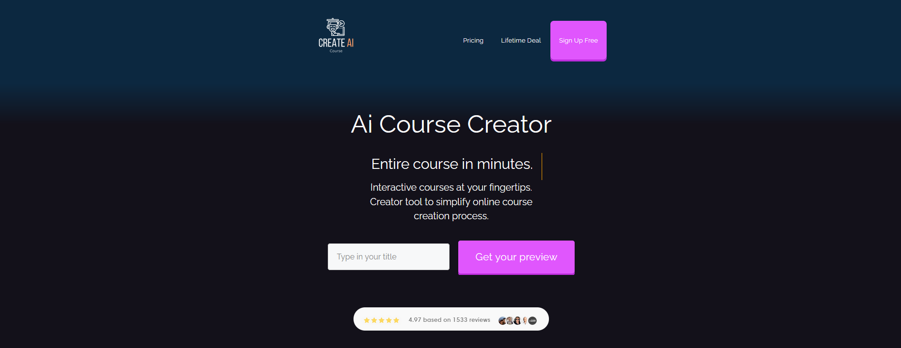 CreateAiCoursev2.1 - Screenshot showing the interface and features of this AI tool