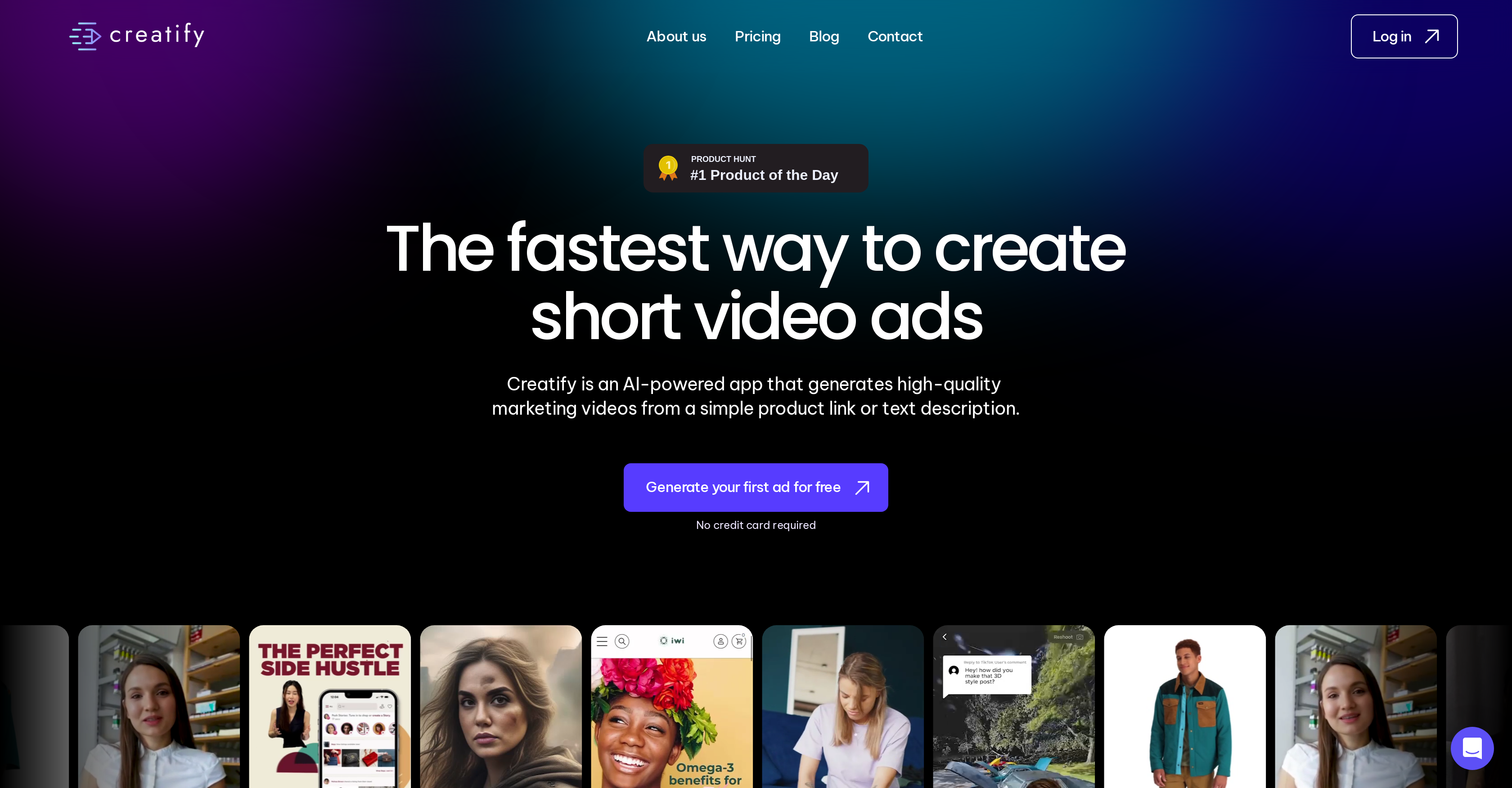 Creatify - Screenshot showing the interface and features of this AI tool