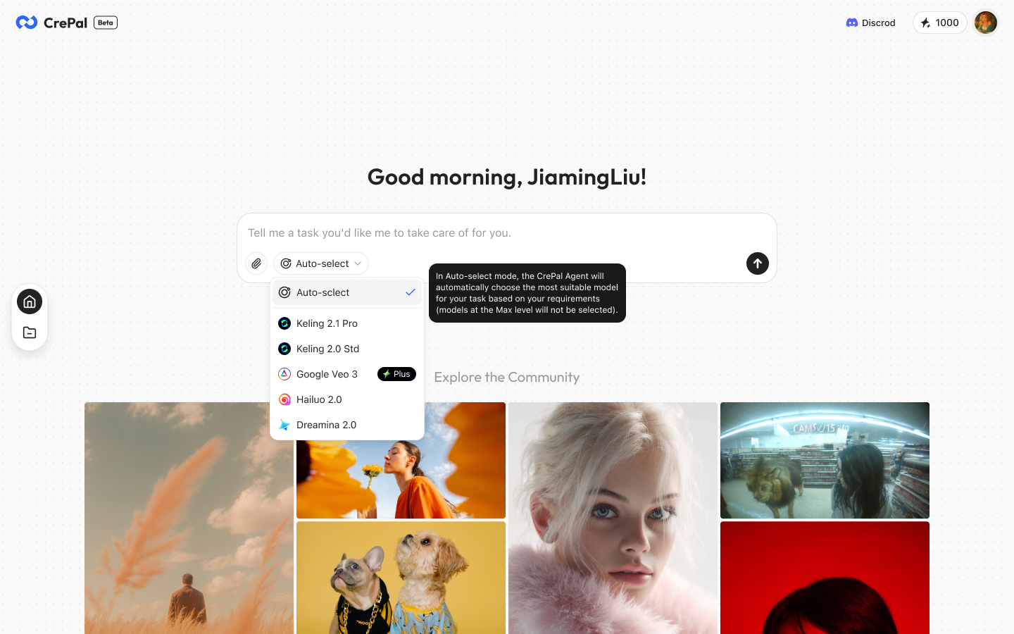 CrePal - Screenshot showing the interface and features of this AI tool