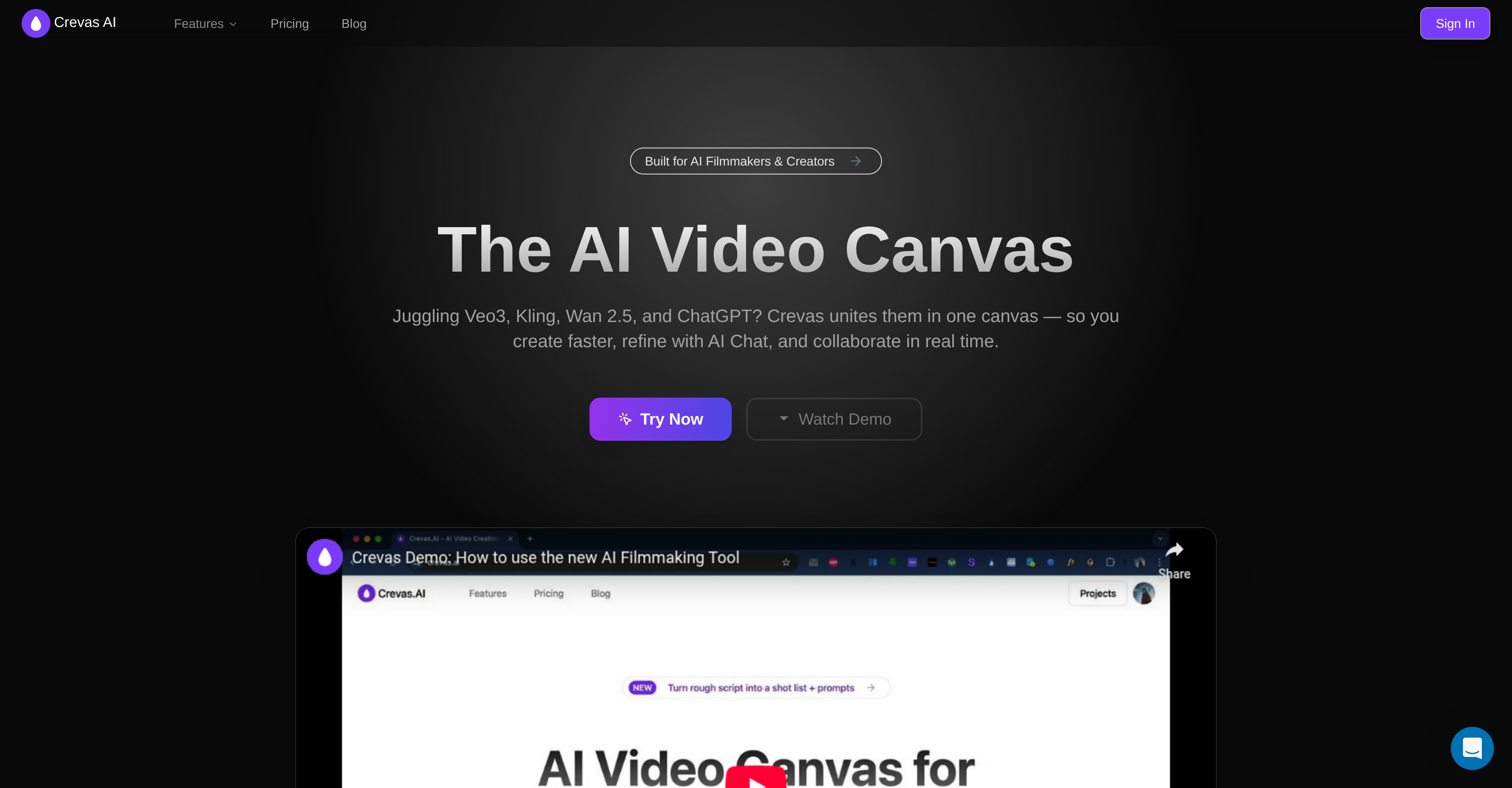 Crevas AI - Screenshot showing the interface and features of this AI tool
