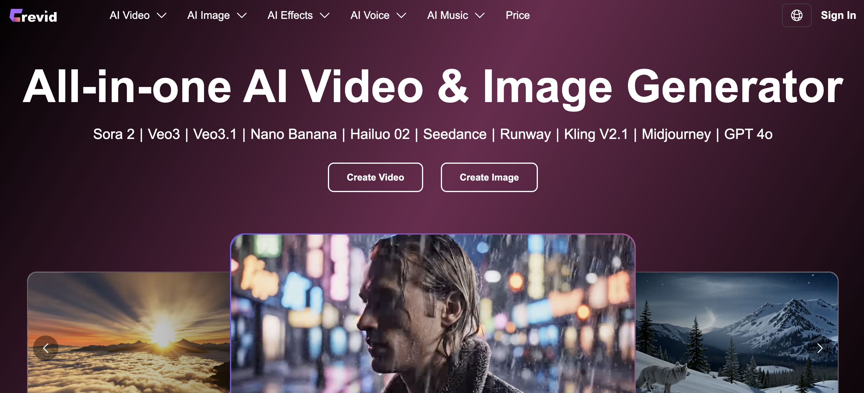 Crevid AI - Screenshot showing the interface and features of this AI tool