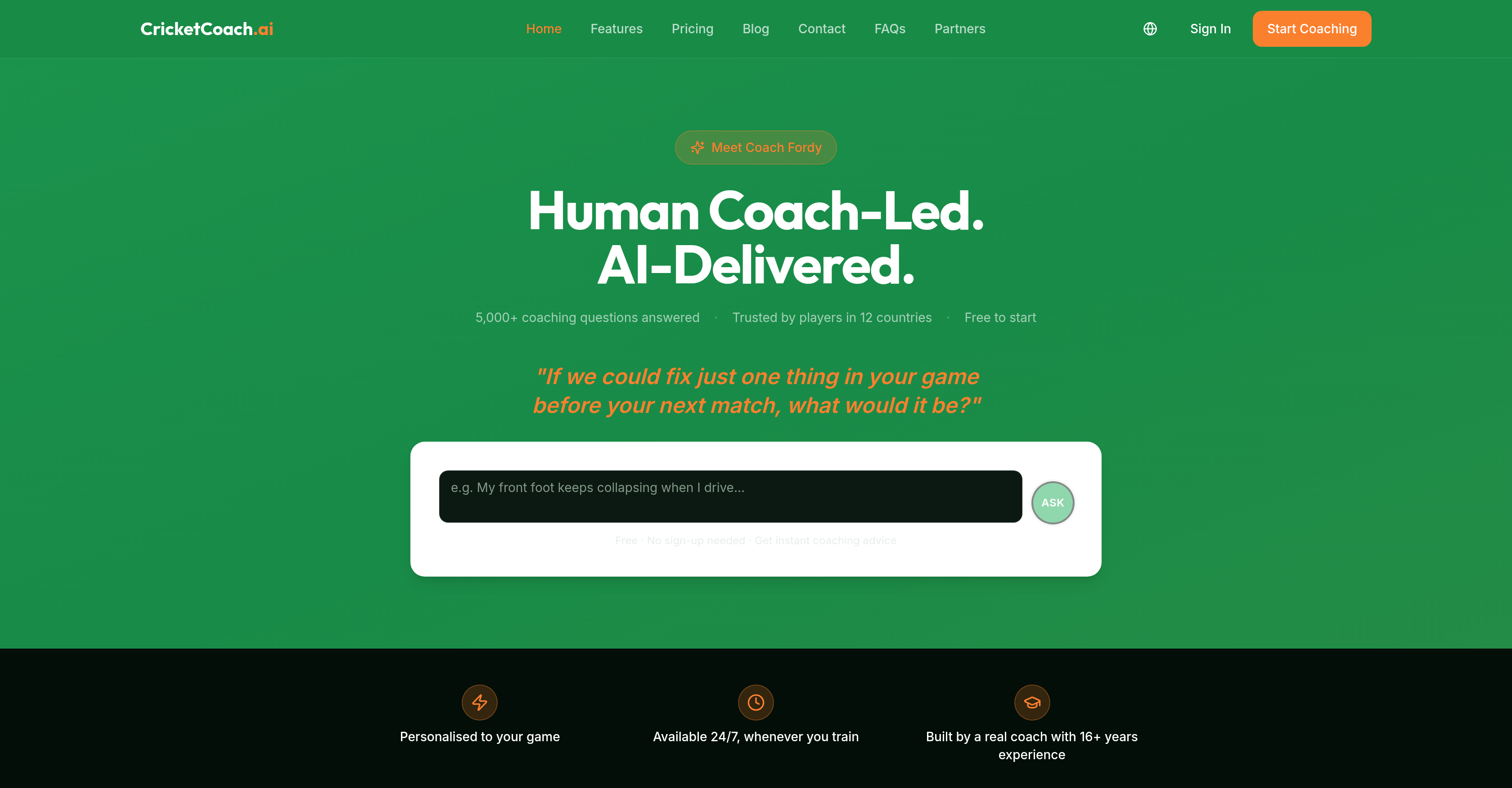 CricketCoach.ai - Screenshot showing the interface and features of this AI tool