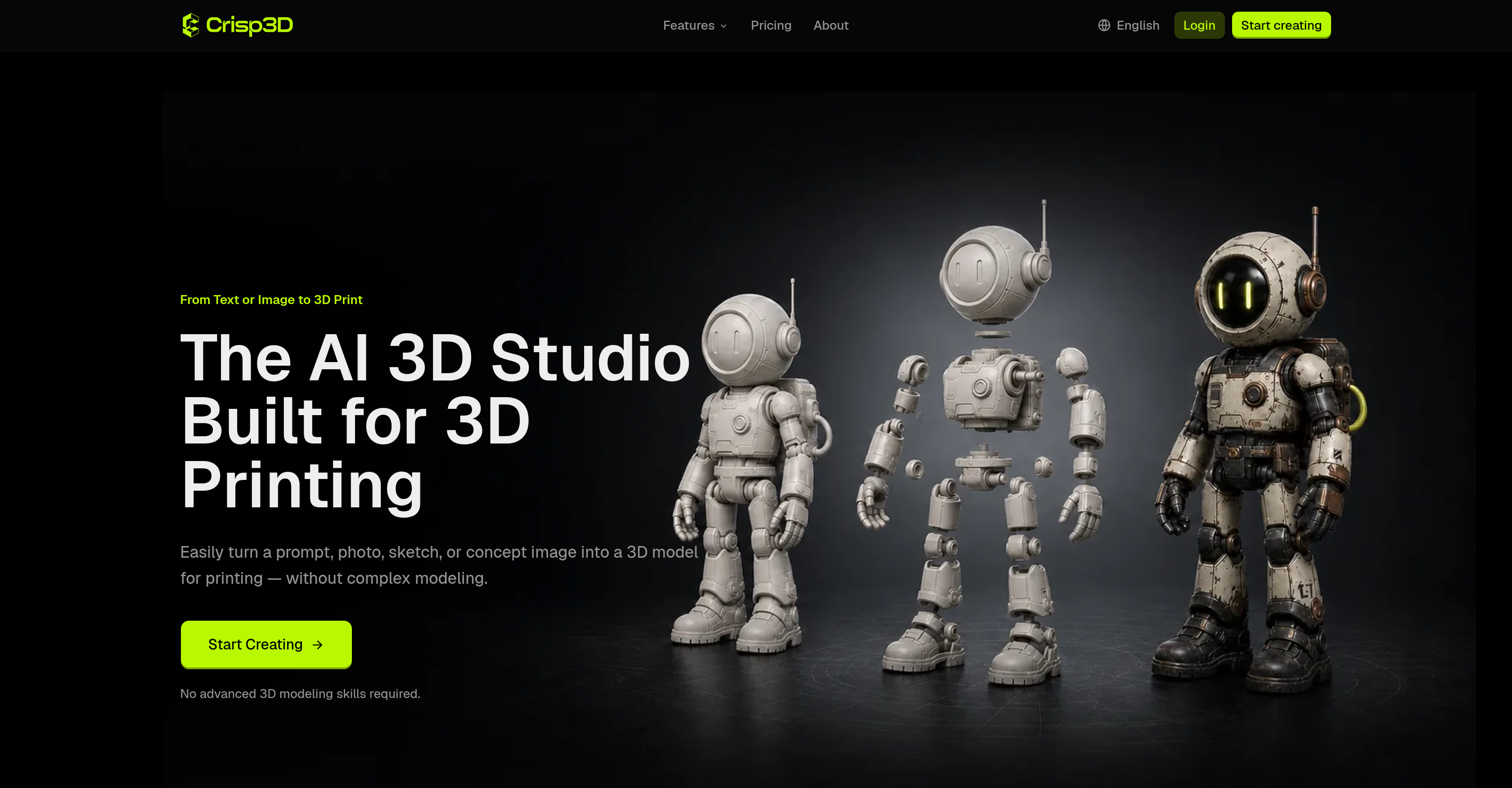 Crisp3D - Screenshot showing the interface and features of this AI tool