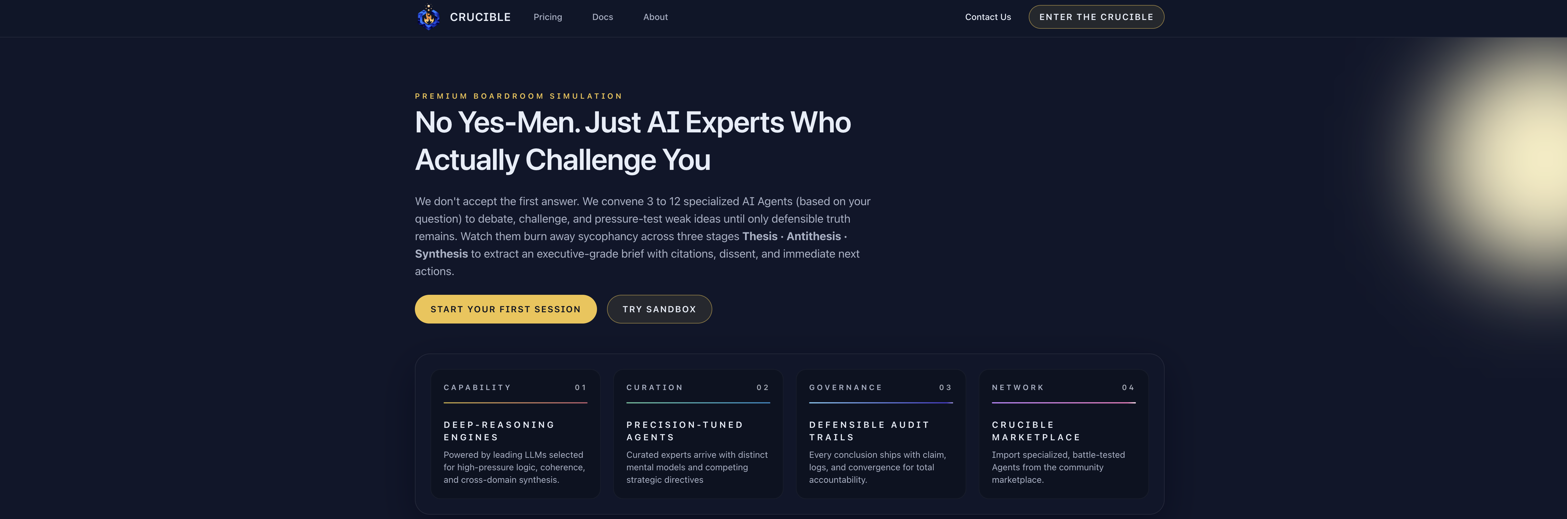 Crucible AI Braintrust - Decision Intelligence Platfo... - Screenshot showing the interface and features of this AI tool