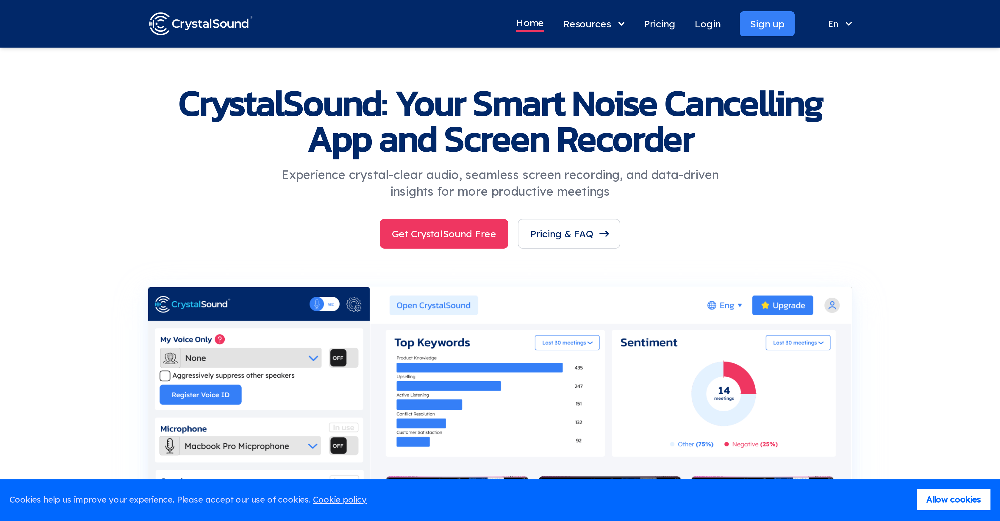 CrystalSound - Screenshot showing the interface and features of this AI tool