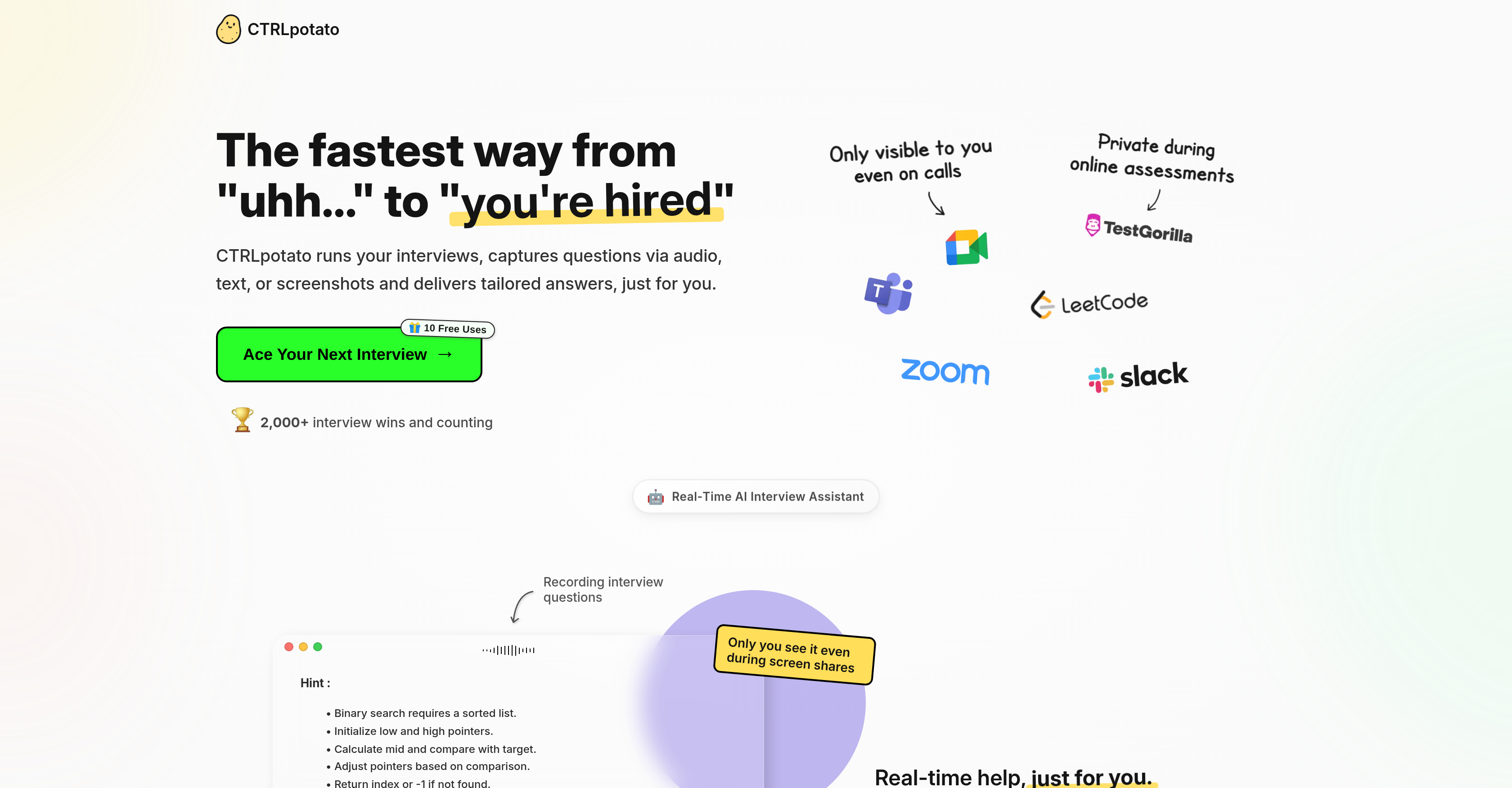 CTRLpotato - Screenshot showing the interface and features of this AI tool