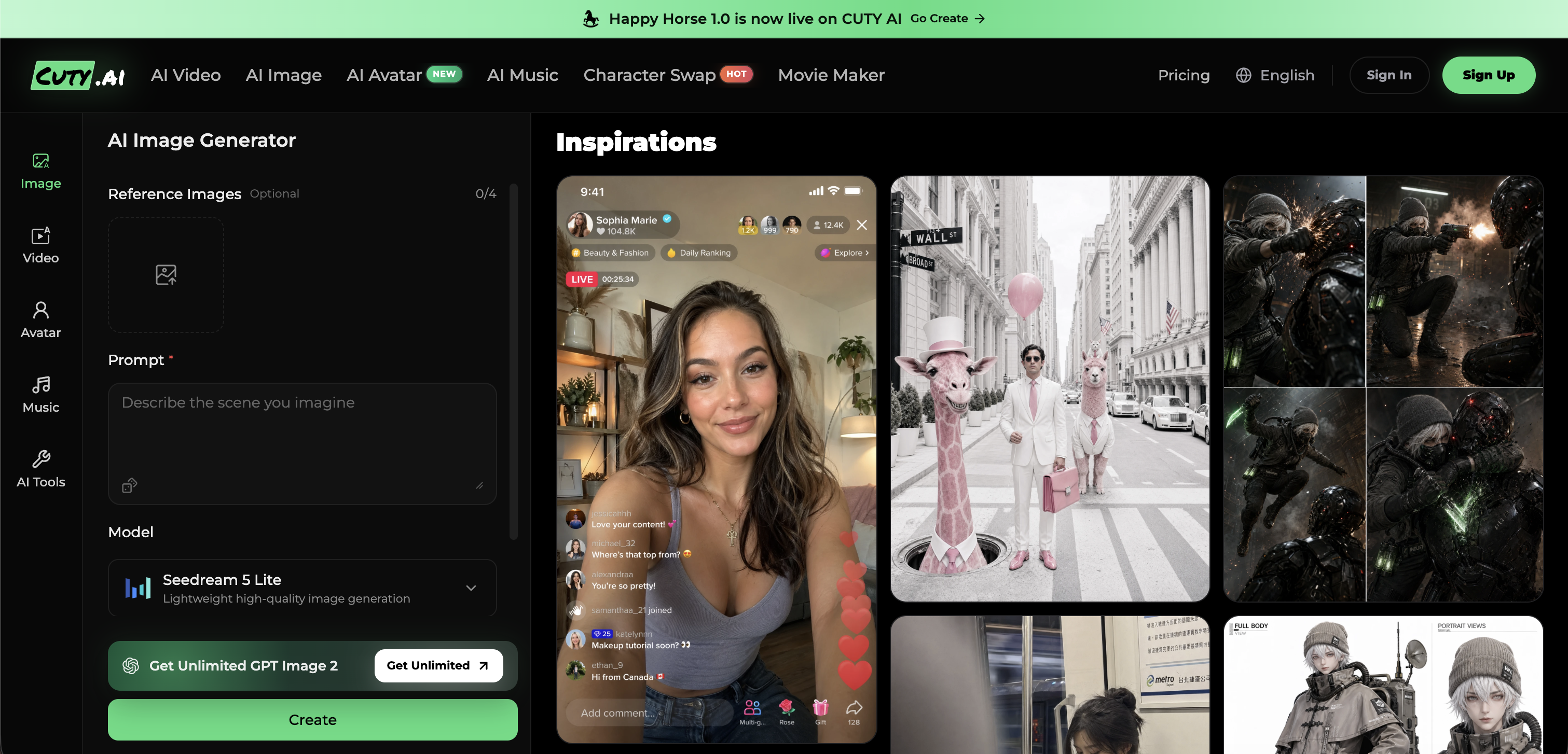 CUTY AI | Image Generator - Screenshot showing the interface and features of this AI tool
