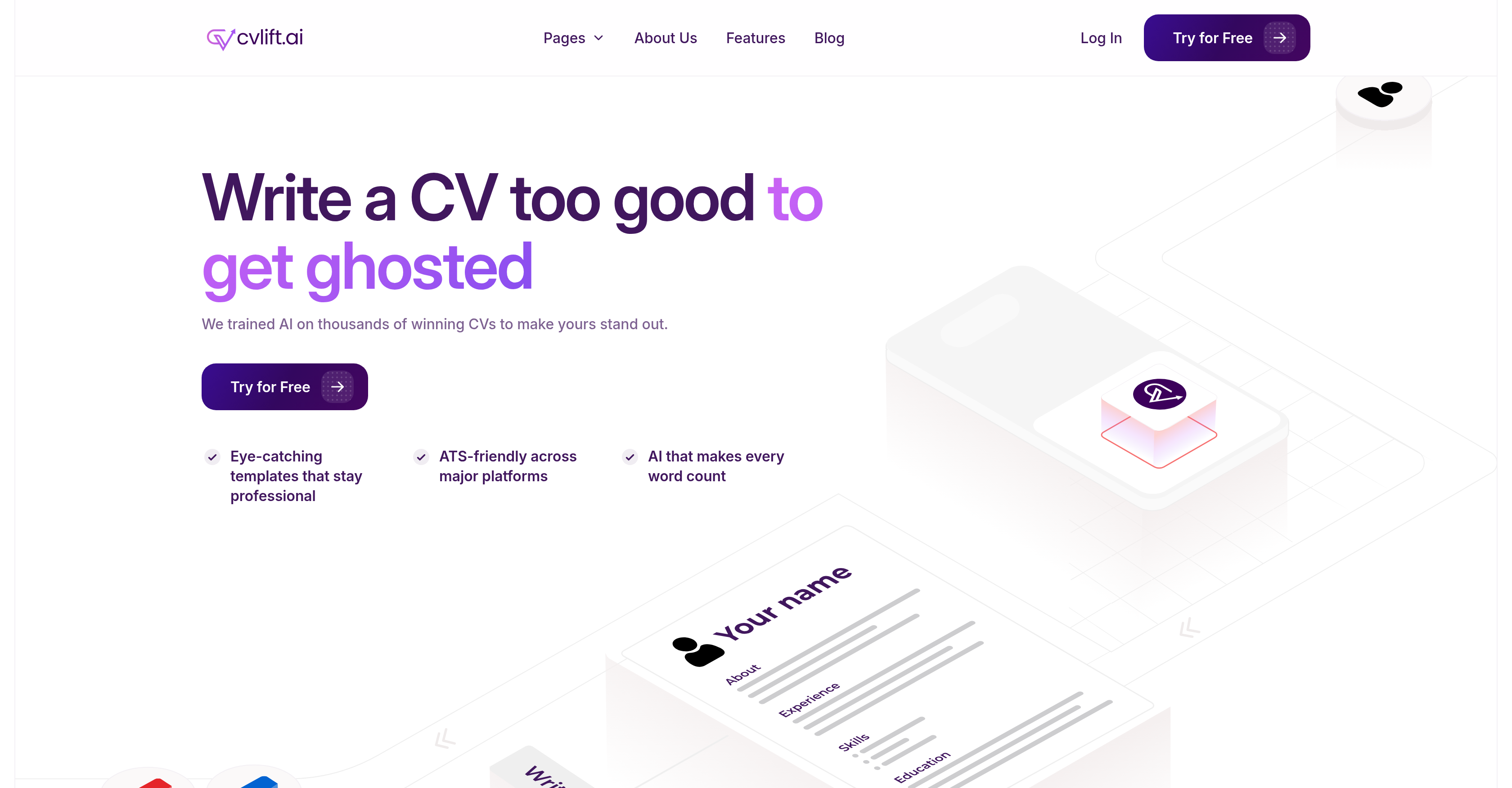 cvlift.ai - Screenshot showing the interface and features of this AI tool