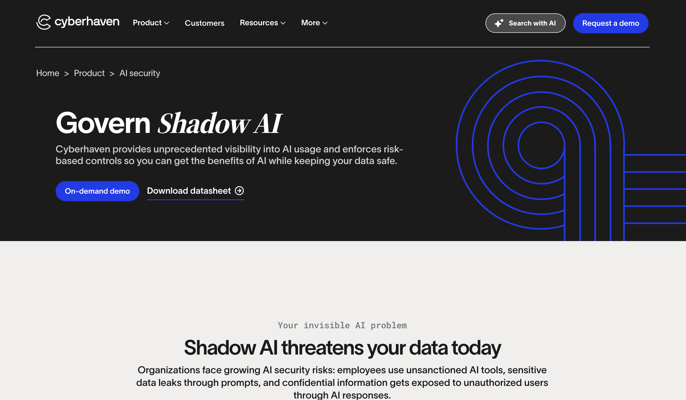 Cyberhaven - Screenshot showing the interface and features of this AI tool