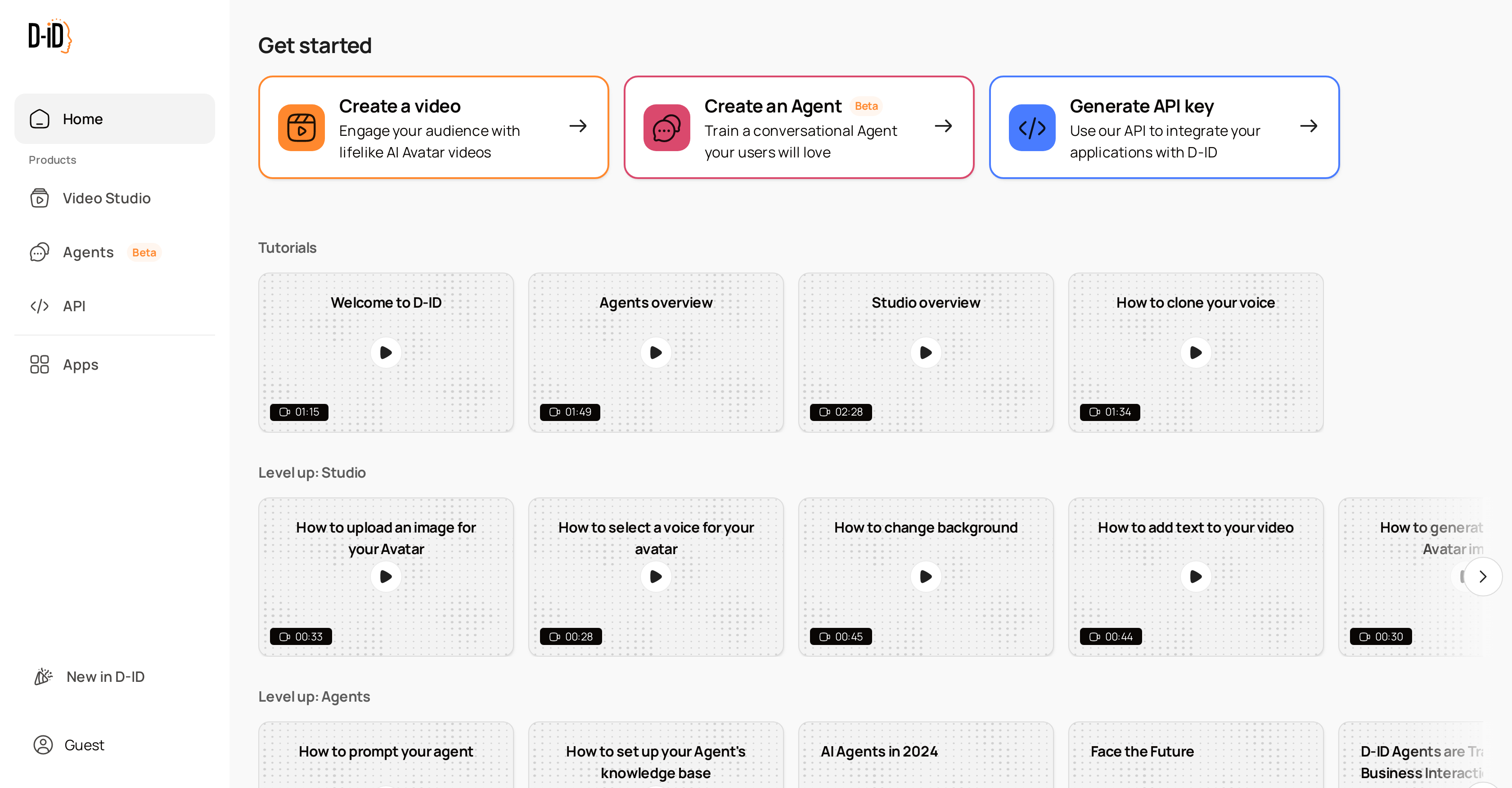D-ID Creative Reality Studio - Screenshot showing the interface and features of this AI tool