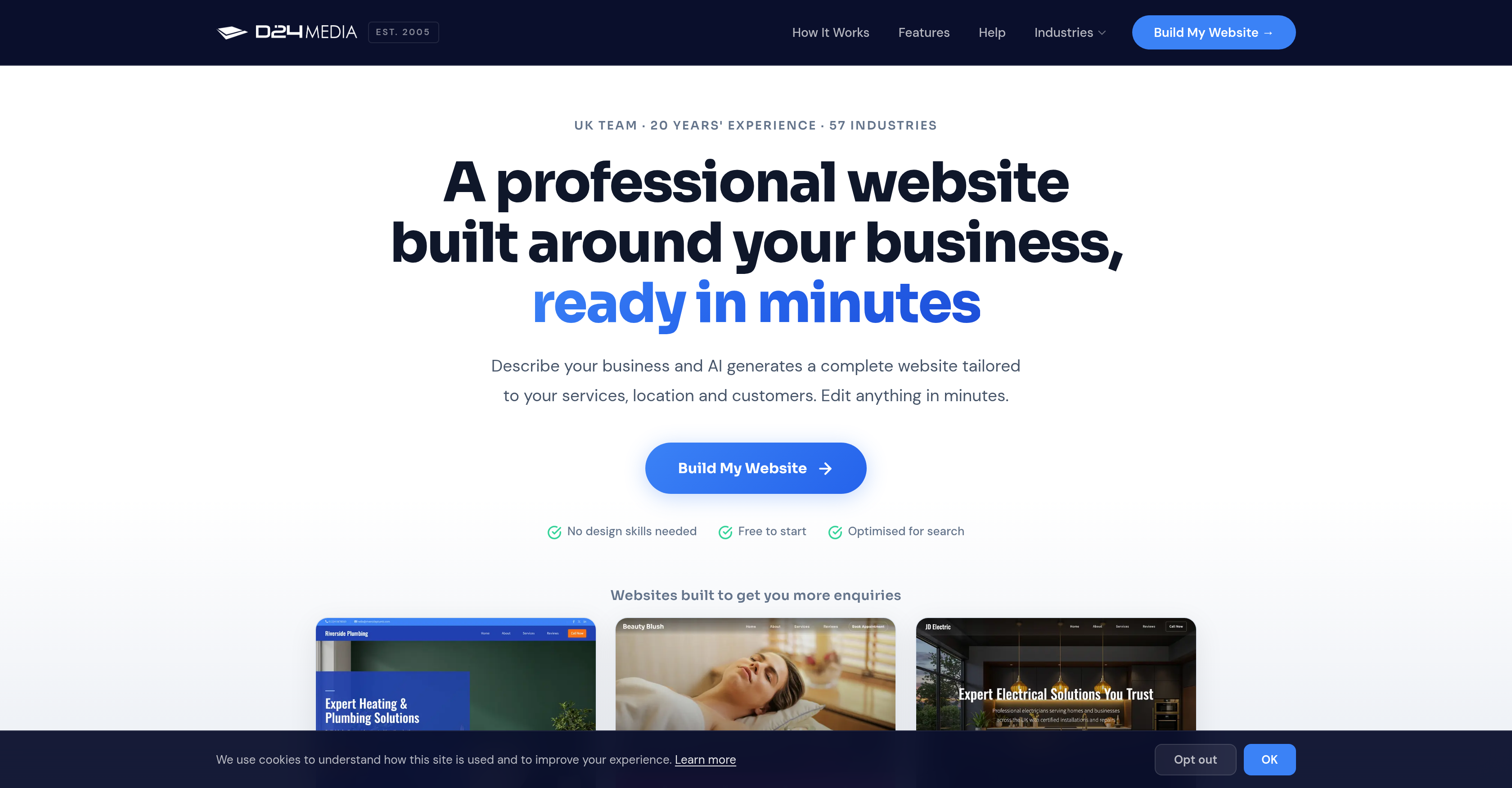 D24 MEDIA - AI Website Builder - Screenshot showing the interface and features of this AI tool