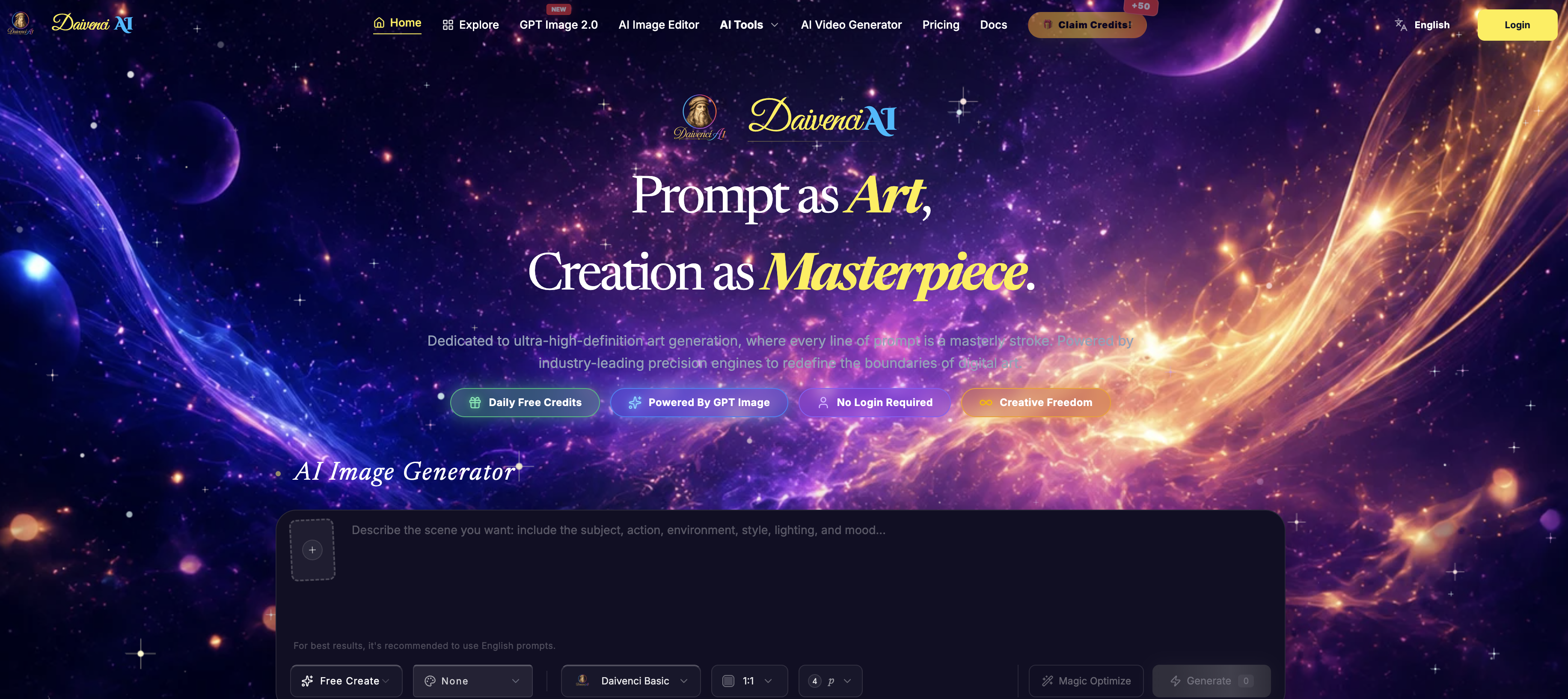 Daivenci AI - Screenshot showing the interface and features of this AI tool
