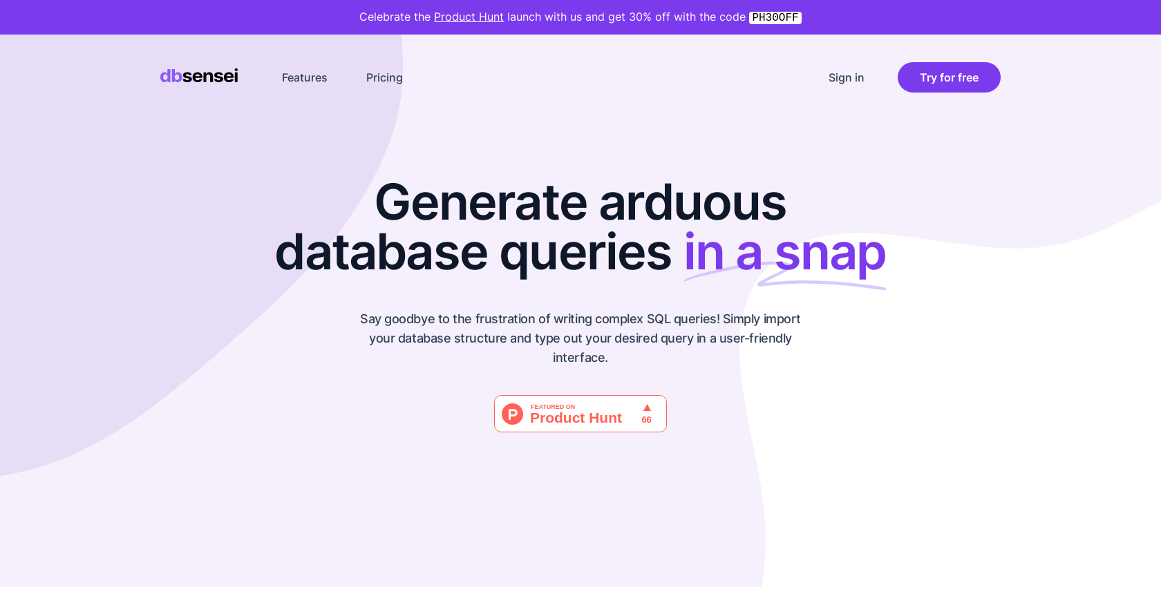 dbsensei - Screenshot showing the interface and features of this AI tool