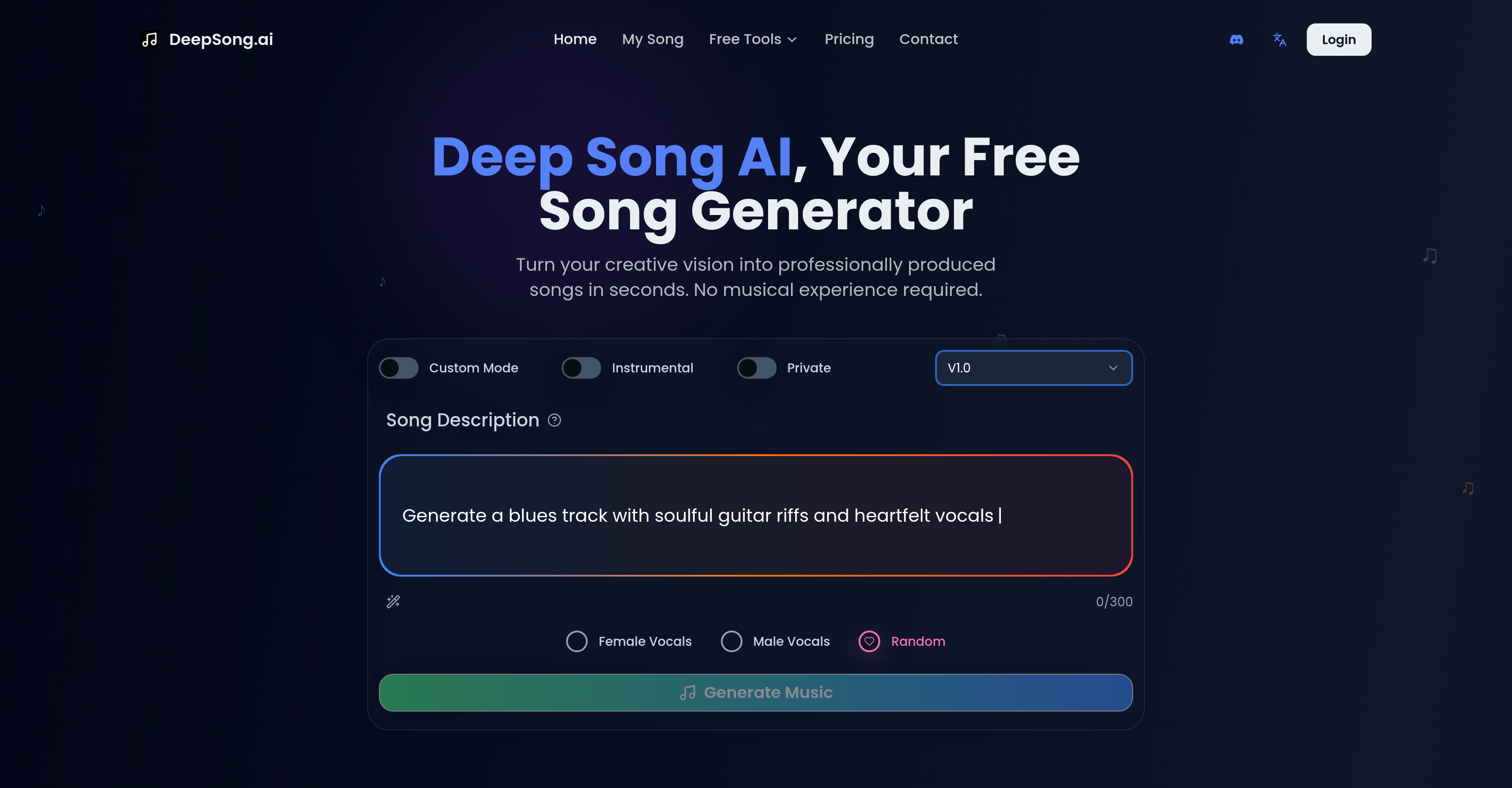 DeepSong AI - Screenshot showing the interface and features of this AI tool