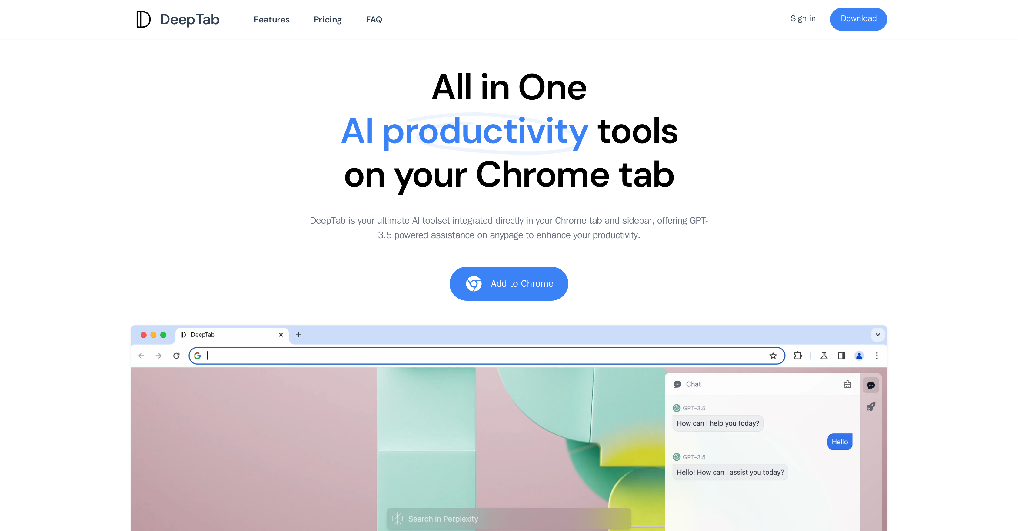 DeepTab - Screenshot showing the interface and features of this AI tool