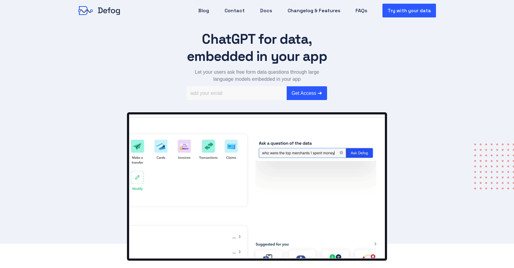 Defog - Screenshot showing the interface and features of this AI tool