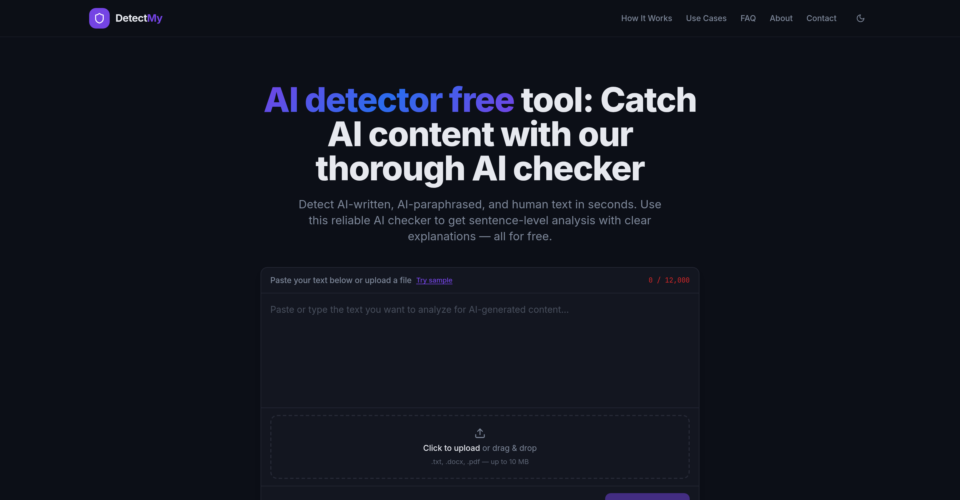 DetectMy.ai - Screenshot showing the interface and features of this AI tool