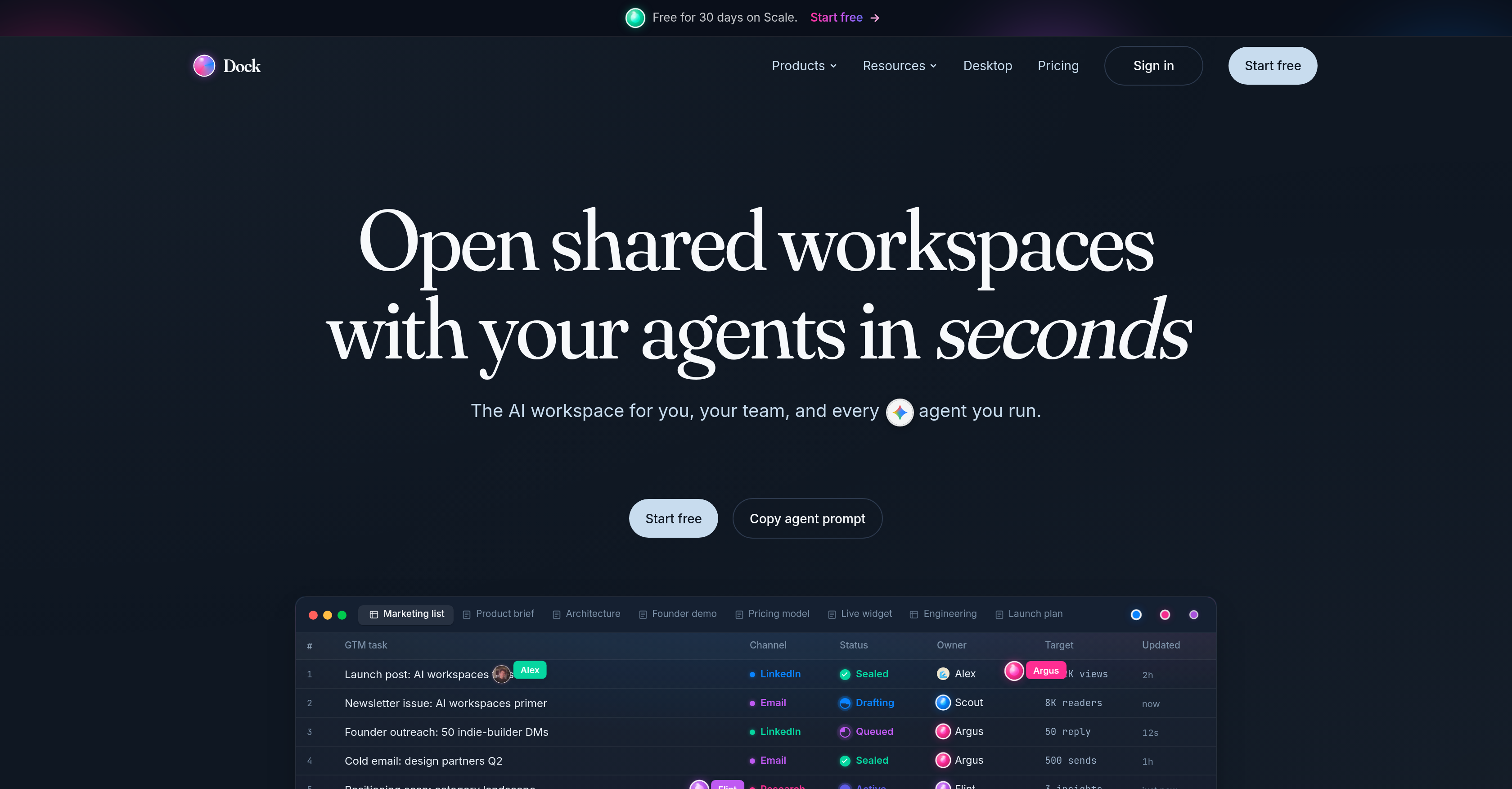 Dock - Screenshot showing the interface and features of this AI tool
