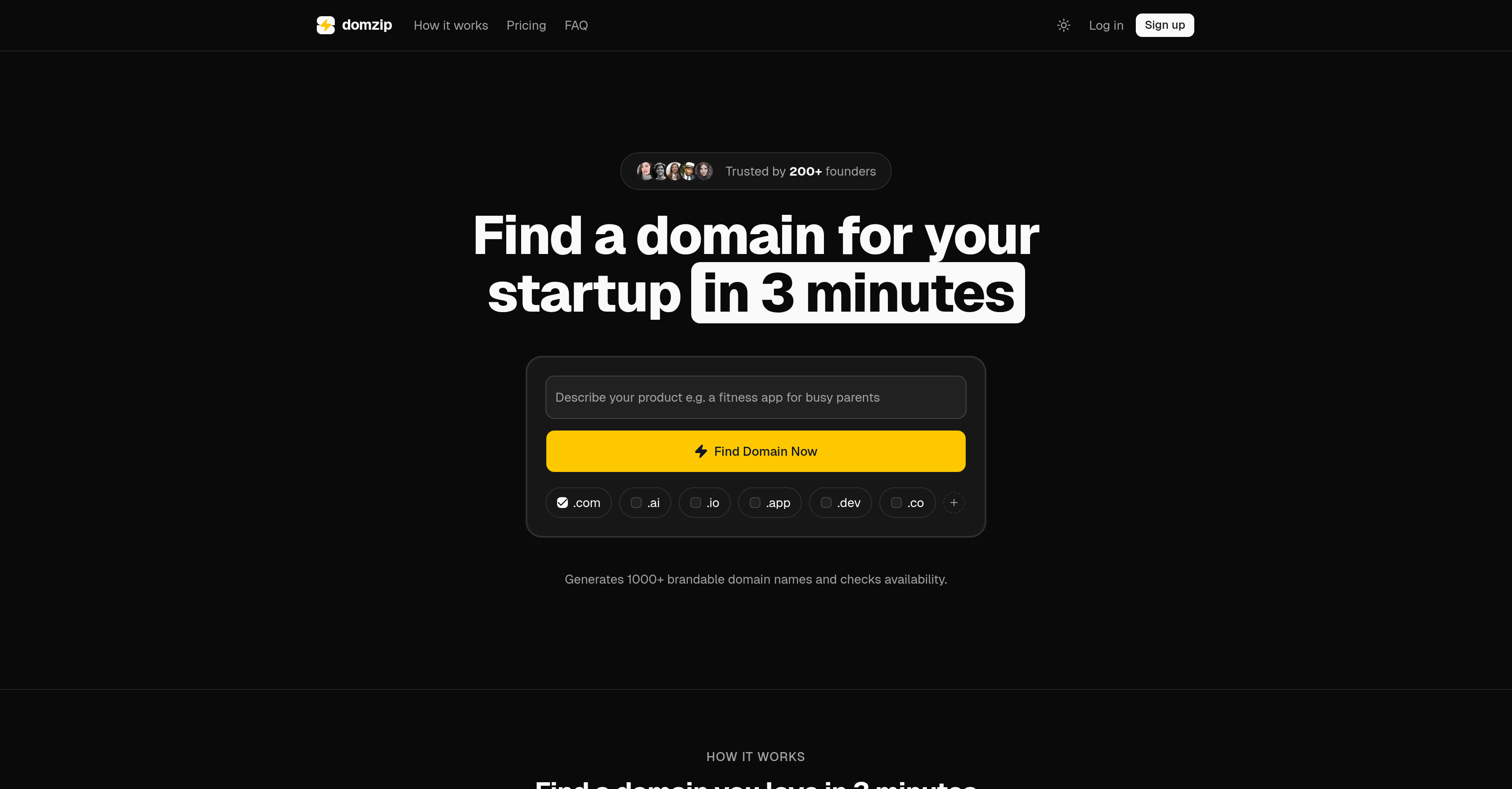 domzip - Screenshot showing the interface and features of this AI tool