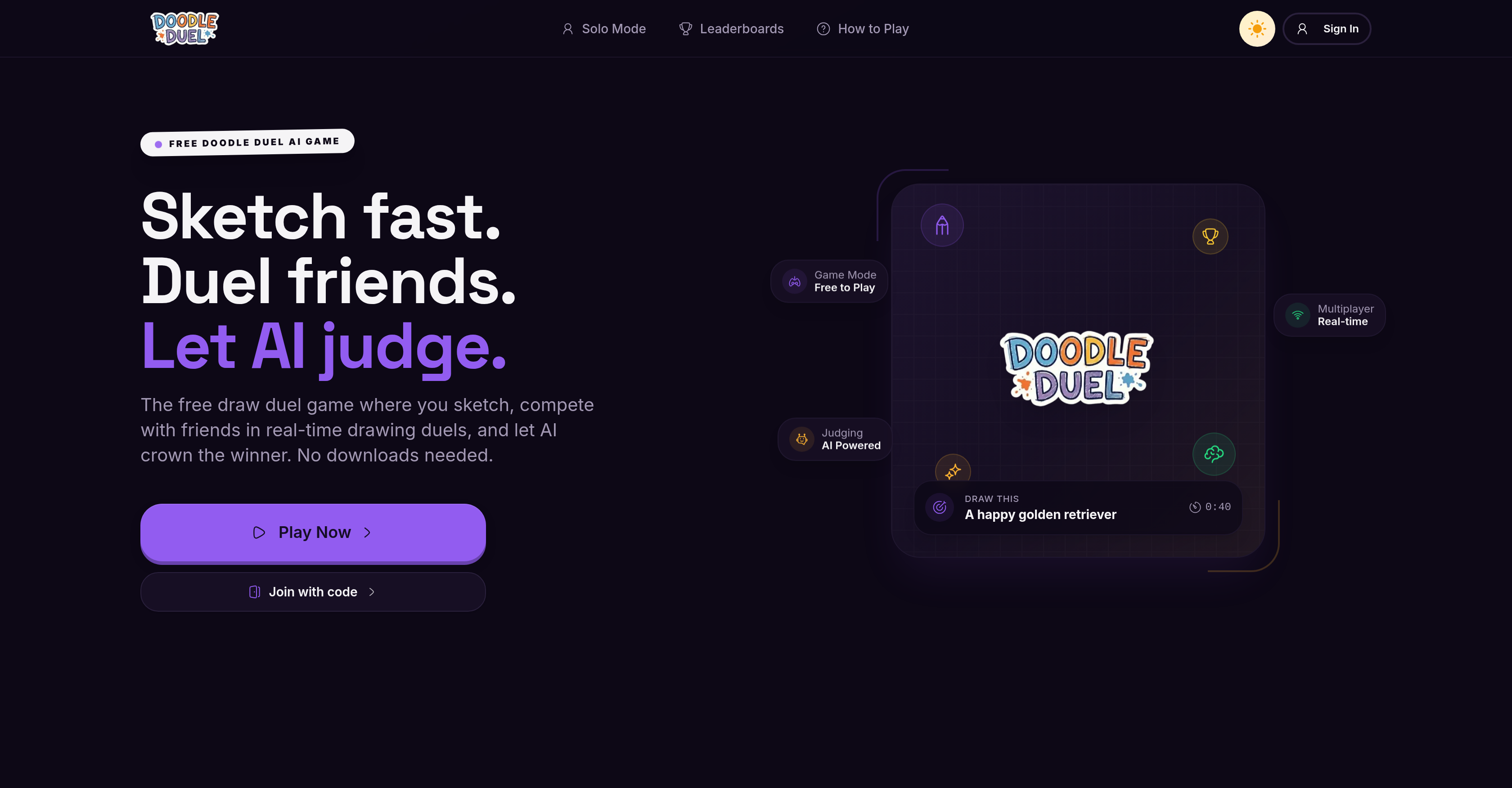 Doodle Duel - Screenshot showing the interface and features of this AI tool