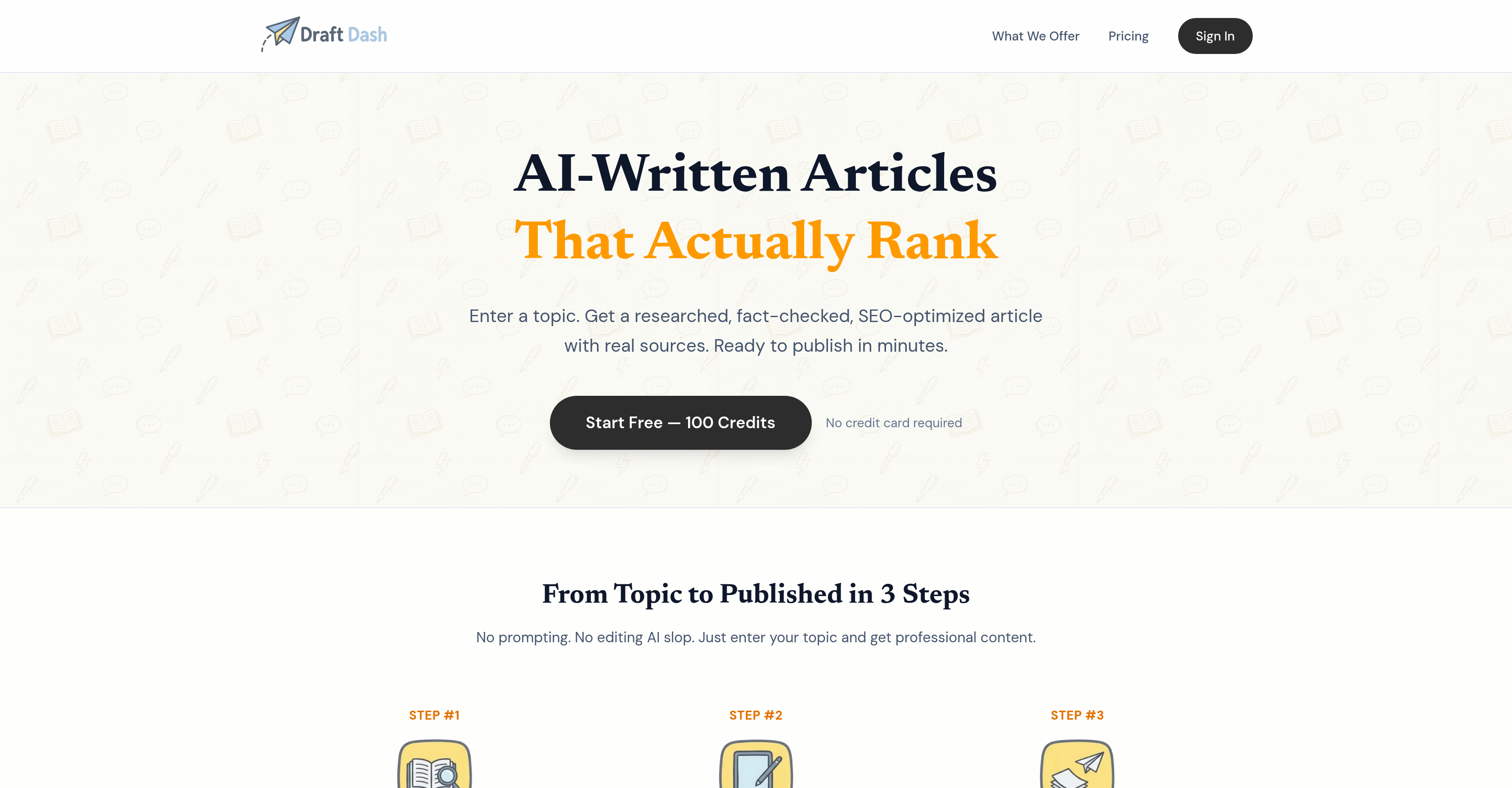 Draft Dash - AI Article Writer with Real Sources - Screenshot showing the interface and features of this AI tool