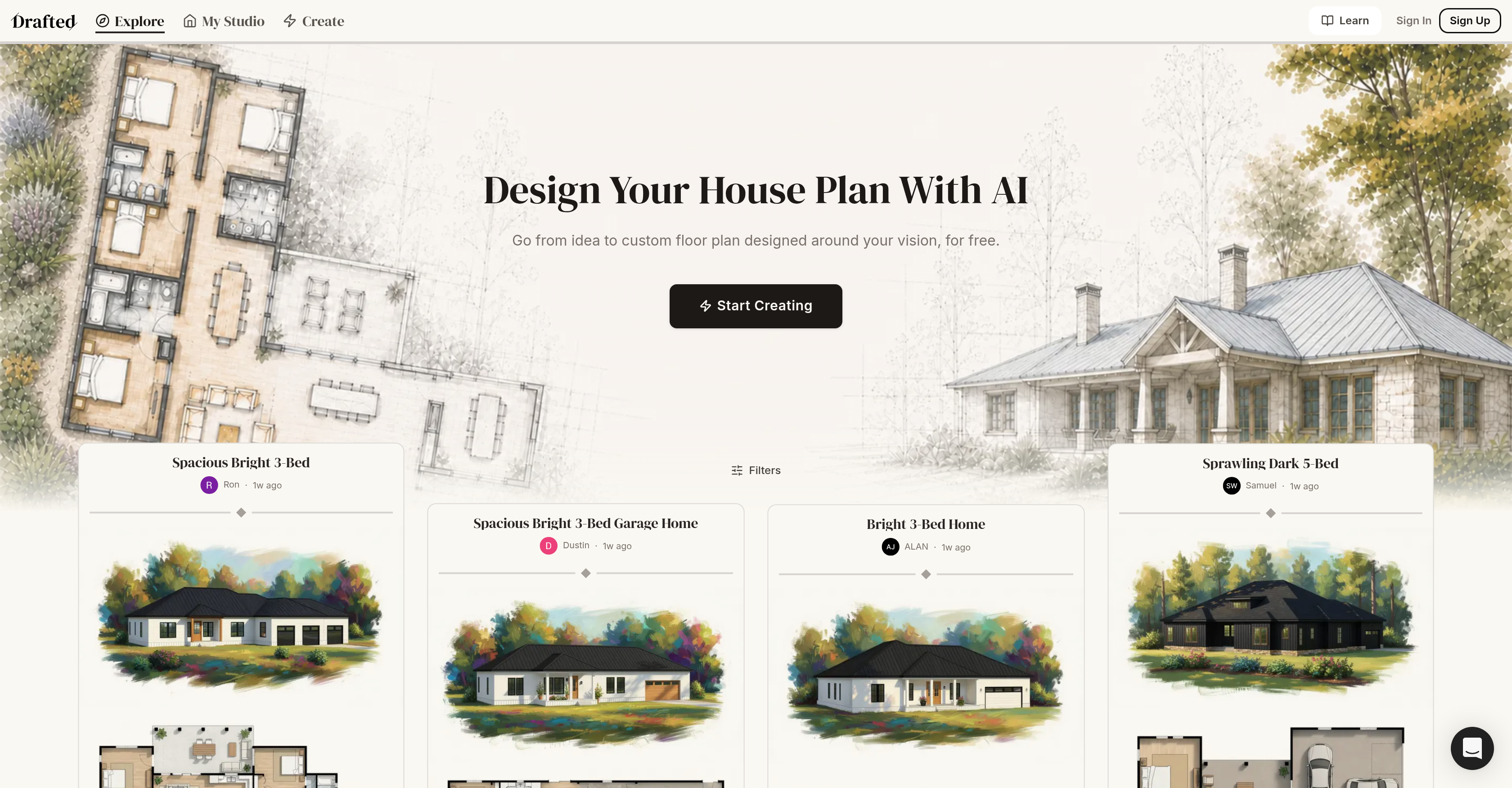 Drafted - Screenshot showing the interface and features of this AI tool