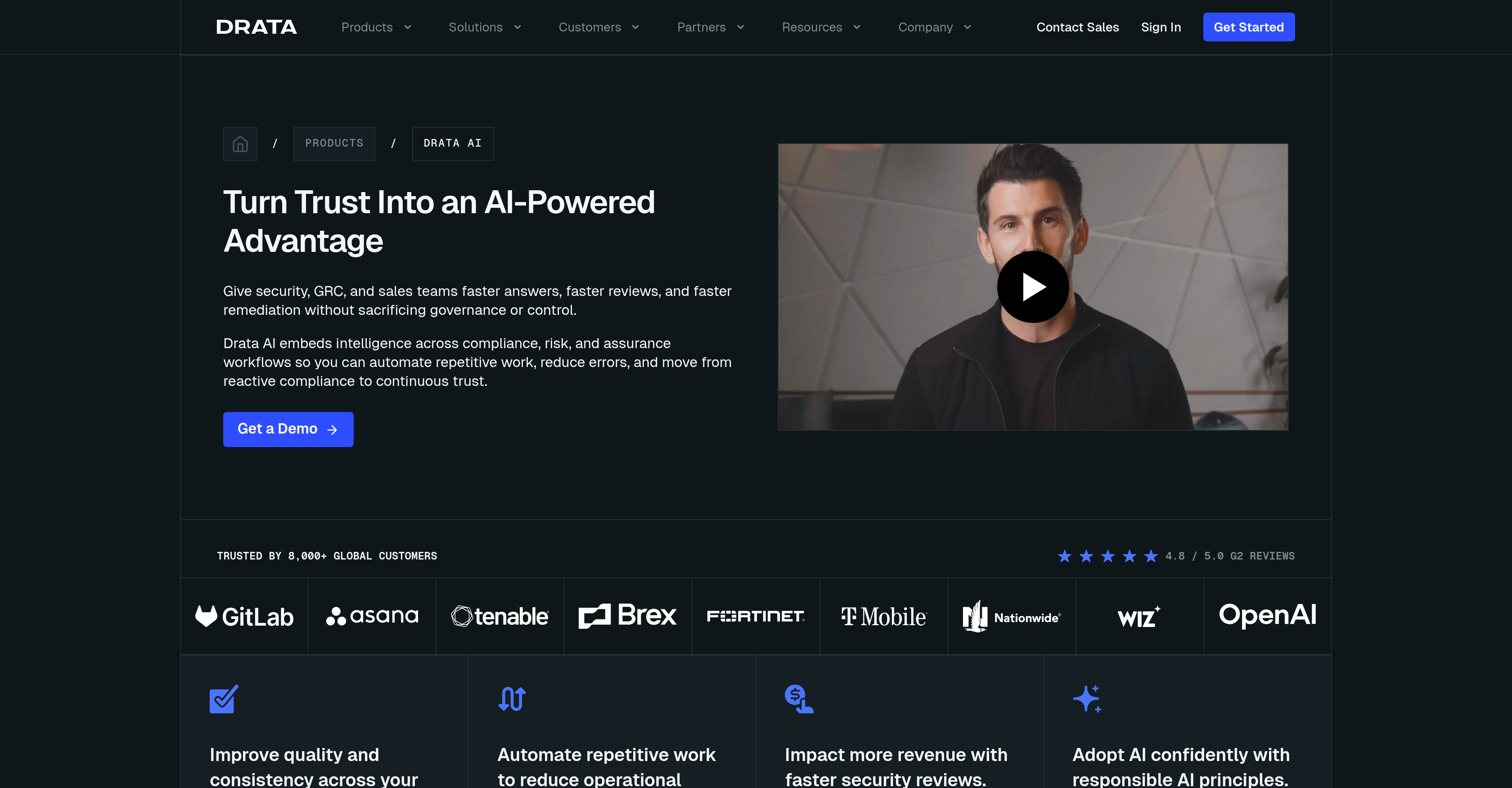 Drata AI - Screenshot showing the interface and features of this AI tool