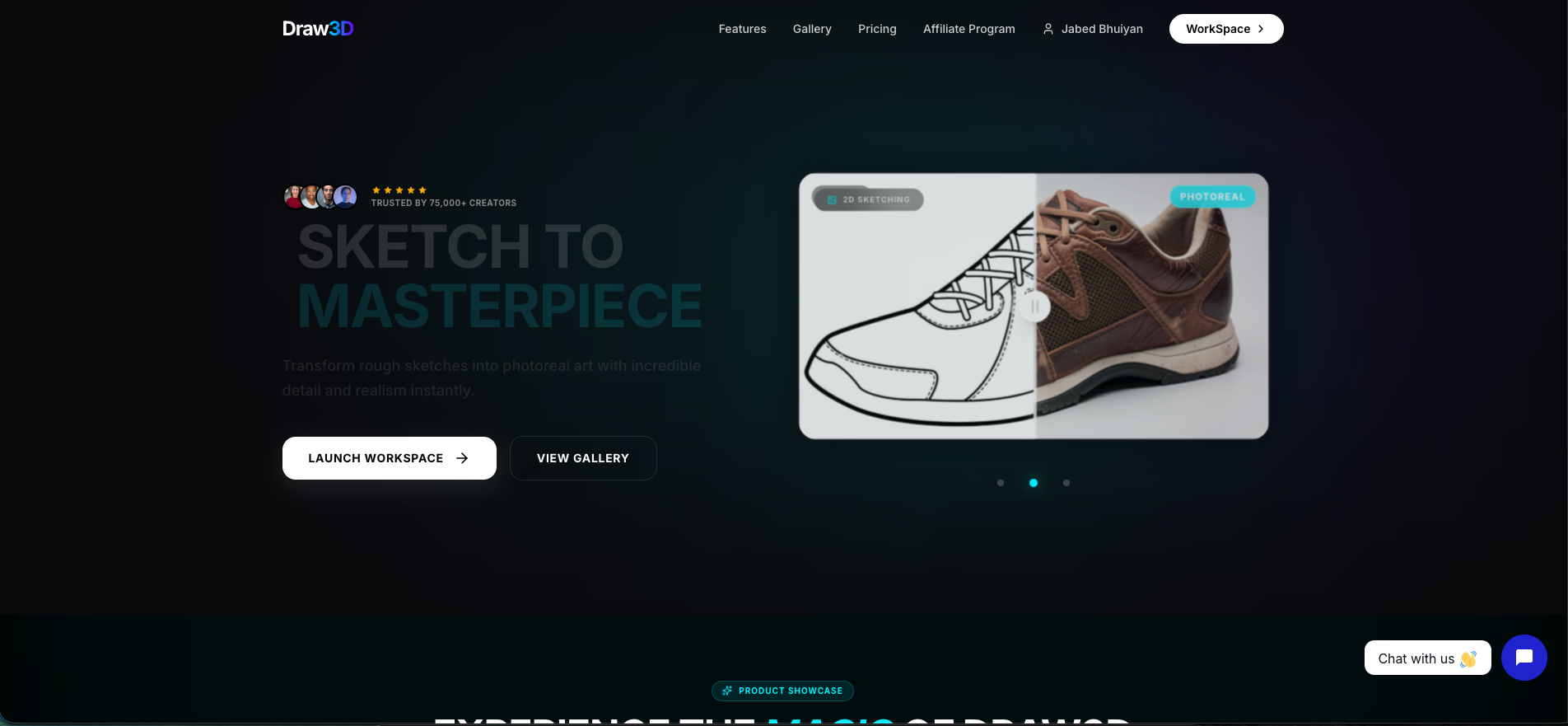 Draw3D2 - Screenshot showing the interface and features of this AI tool