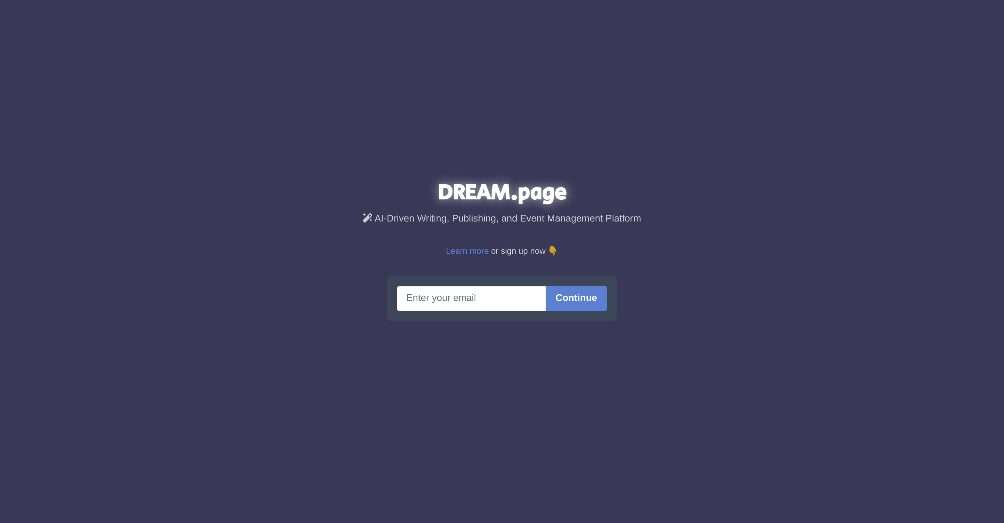 DREAM.page - Screenshot showing the interface and features of this AI tool