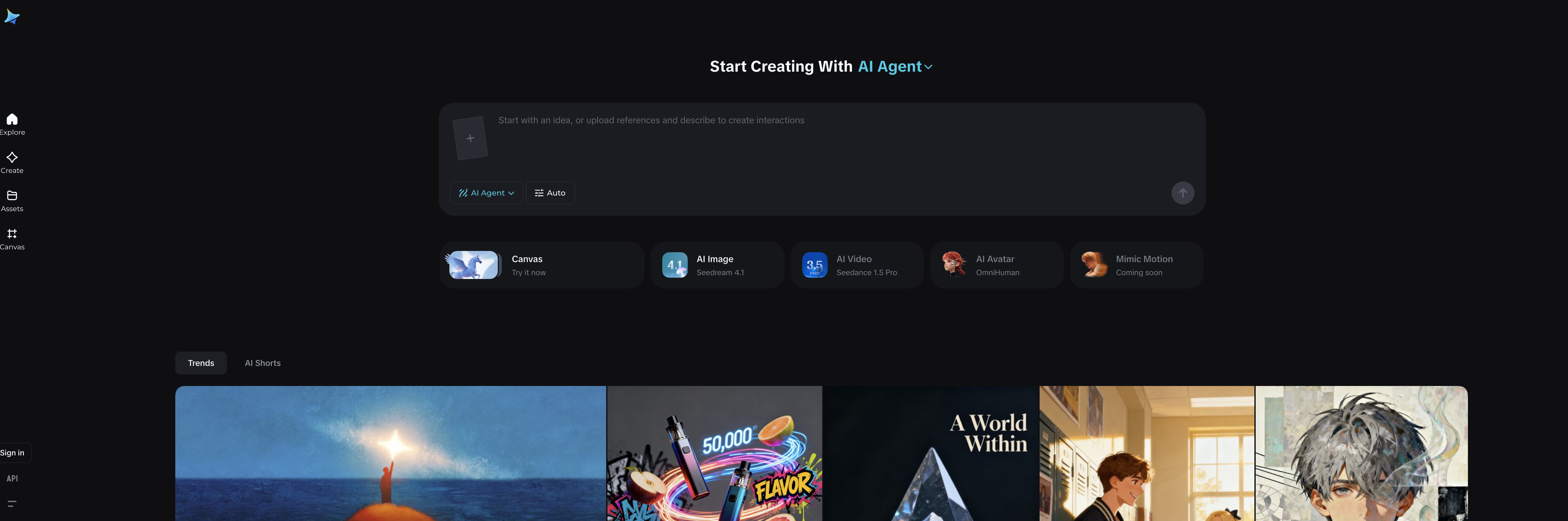Dreamina - Screenshot showing the interface and features of this AI tool