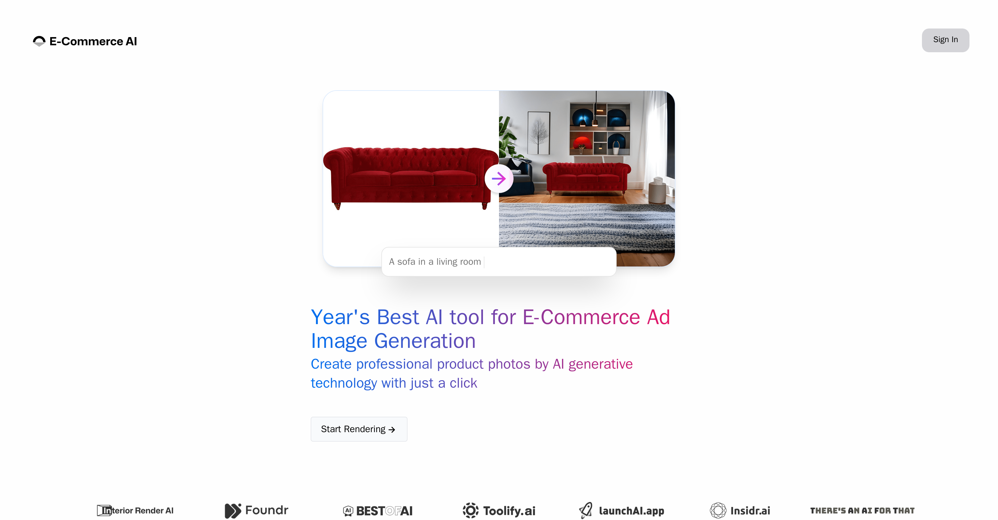 E-Commerce AI - Screenshot showing the interface and features of this AI tool
