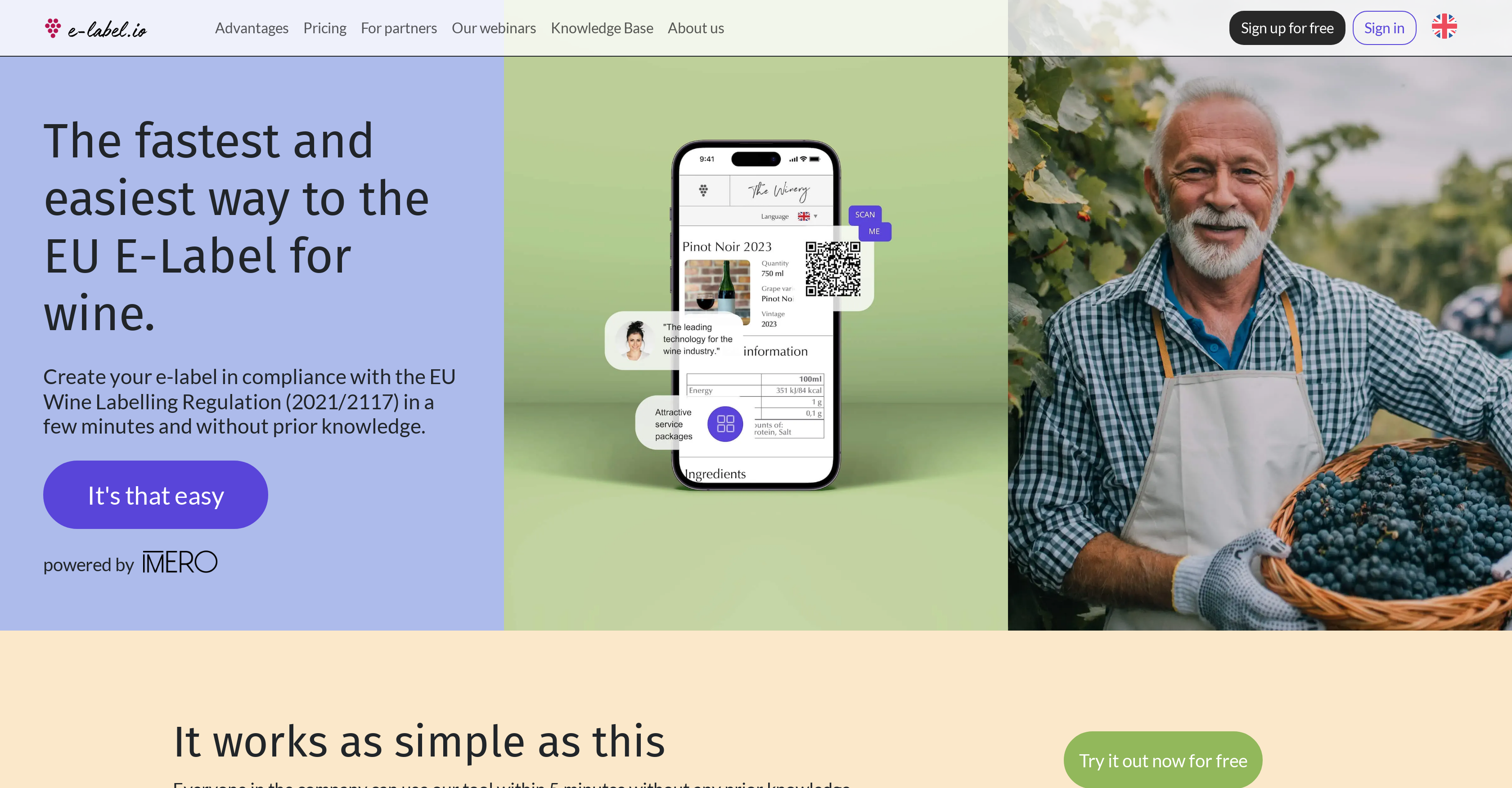 E-label.io - Screenshot showing the interface and features of this AI tool