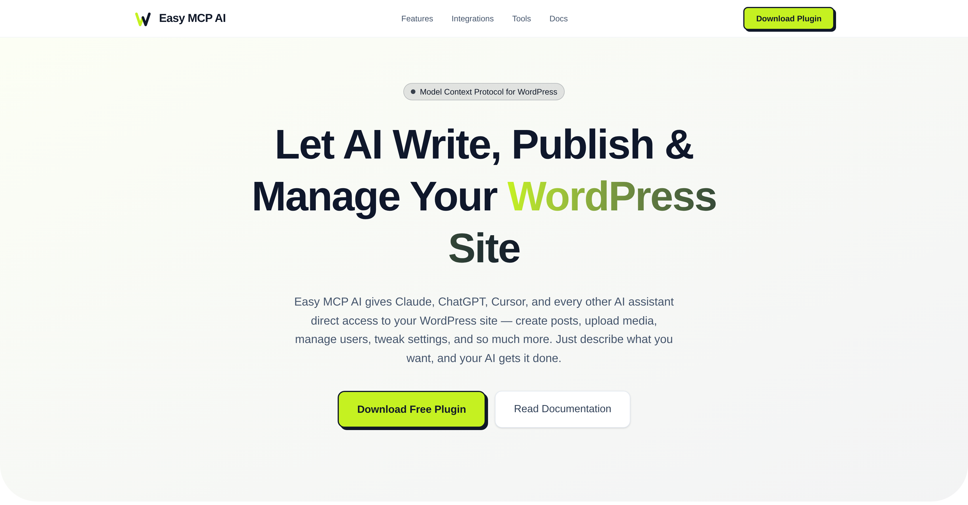Easy MCP AI for Wordpress - Screenshot showing the interface and features of this AI tool