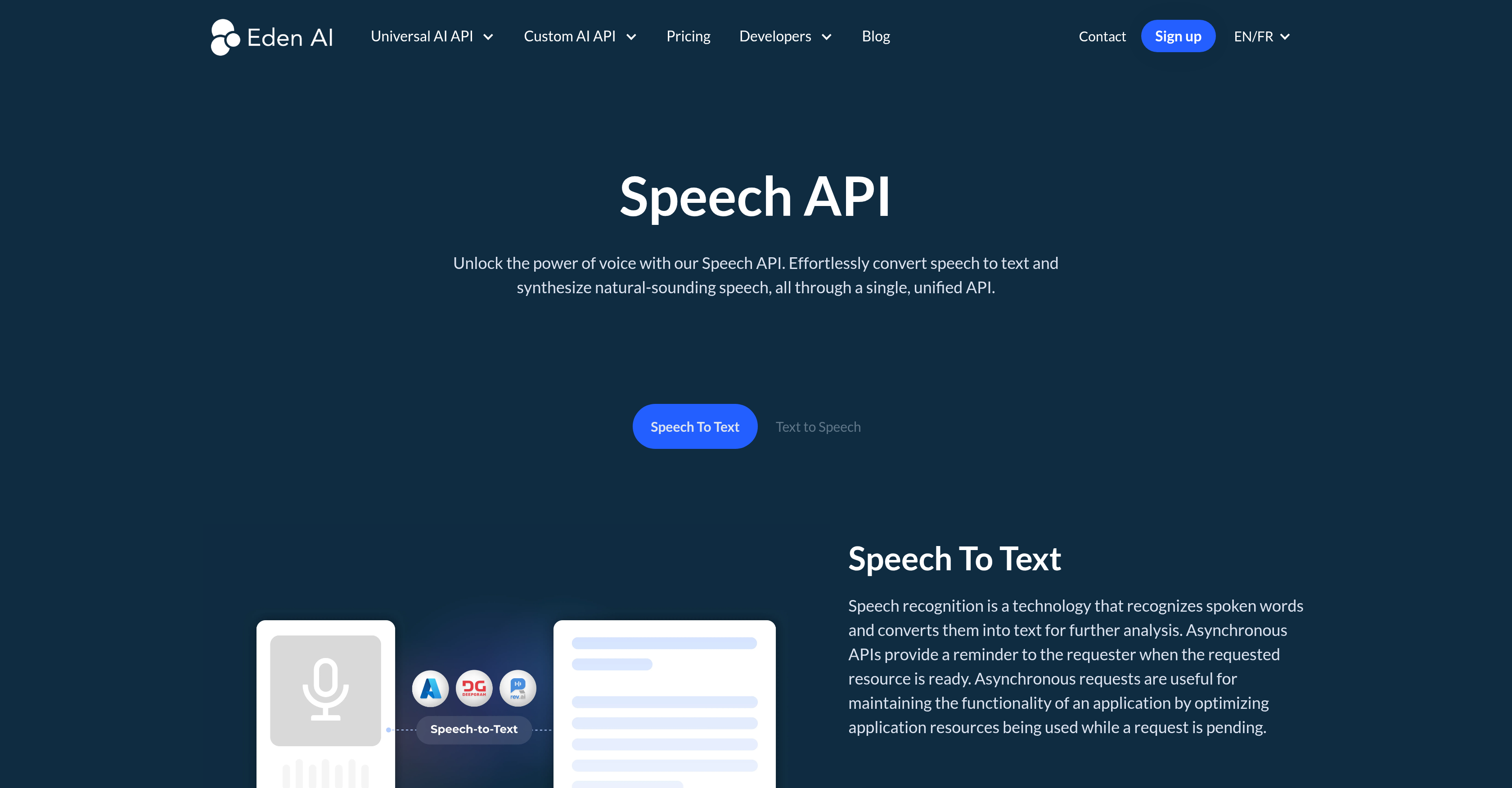 Eden AI - Screenshot showing the interface and features of this AI tool