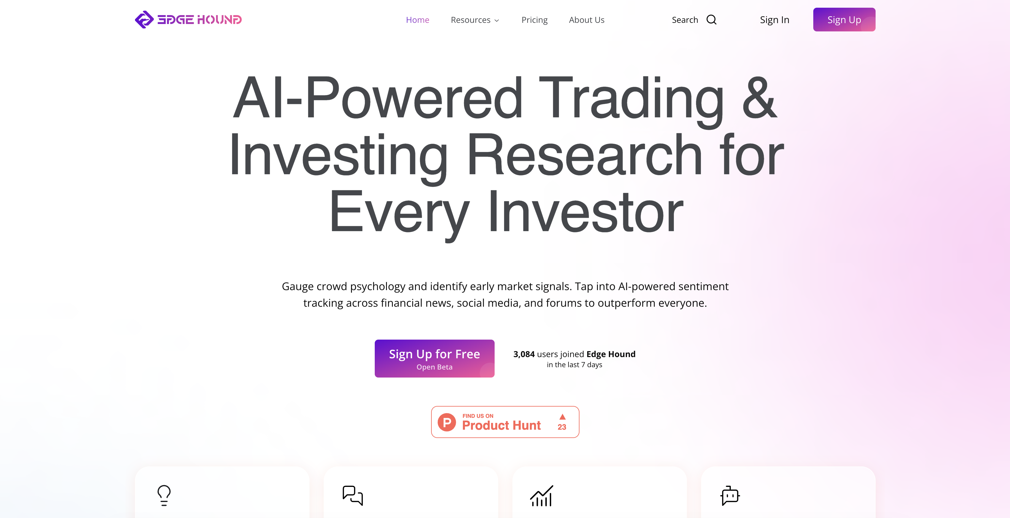 Edge Hound - Screenshot showing the interface and features of this AI tool
