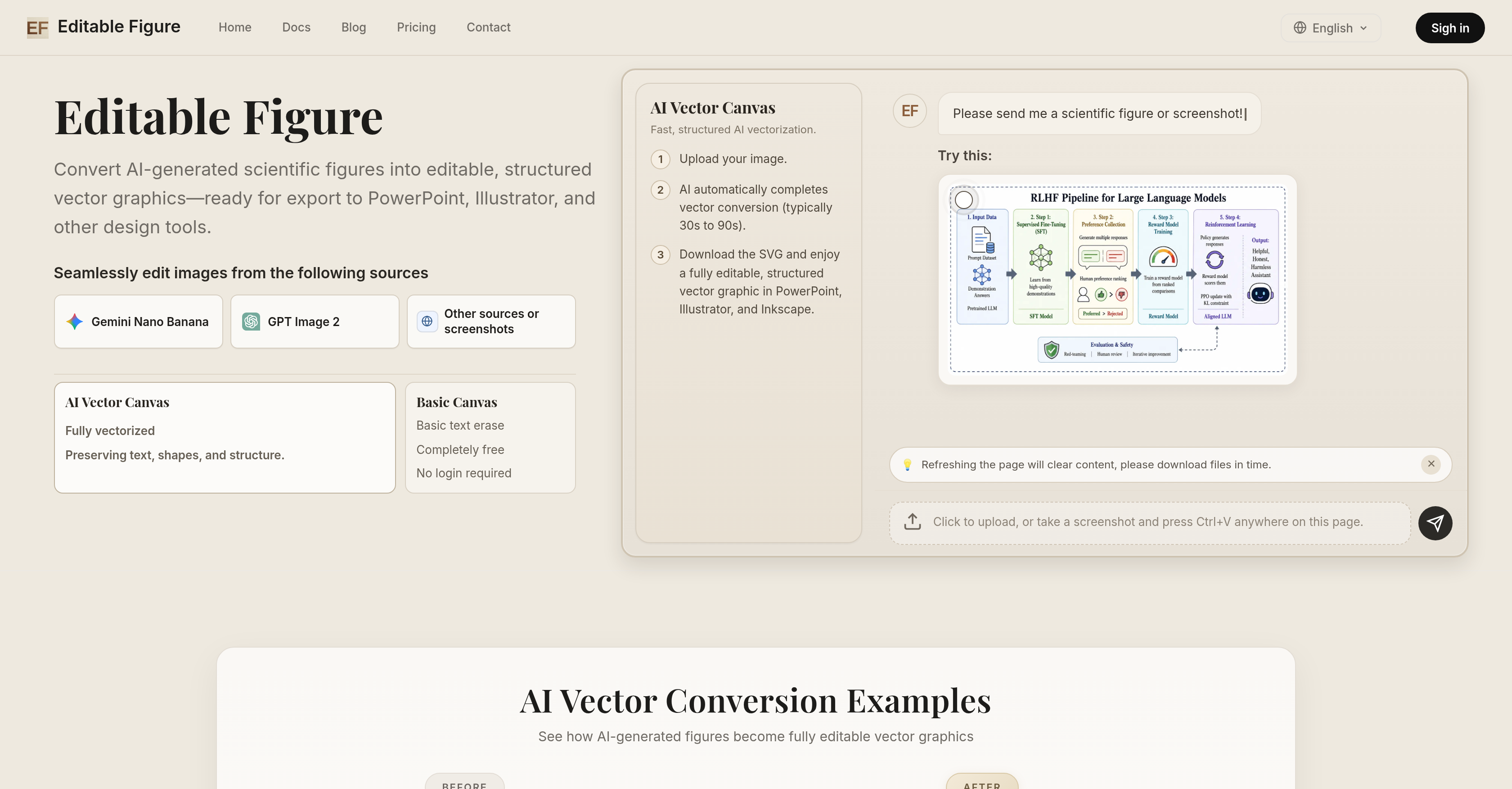Editable Figure - Screenshot showing the interface and features of this AI tool