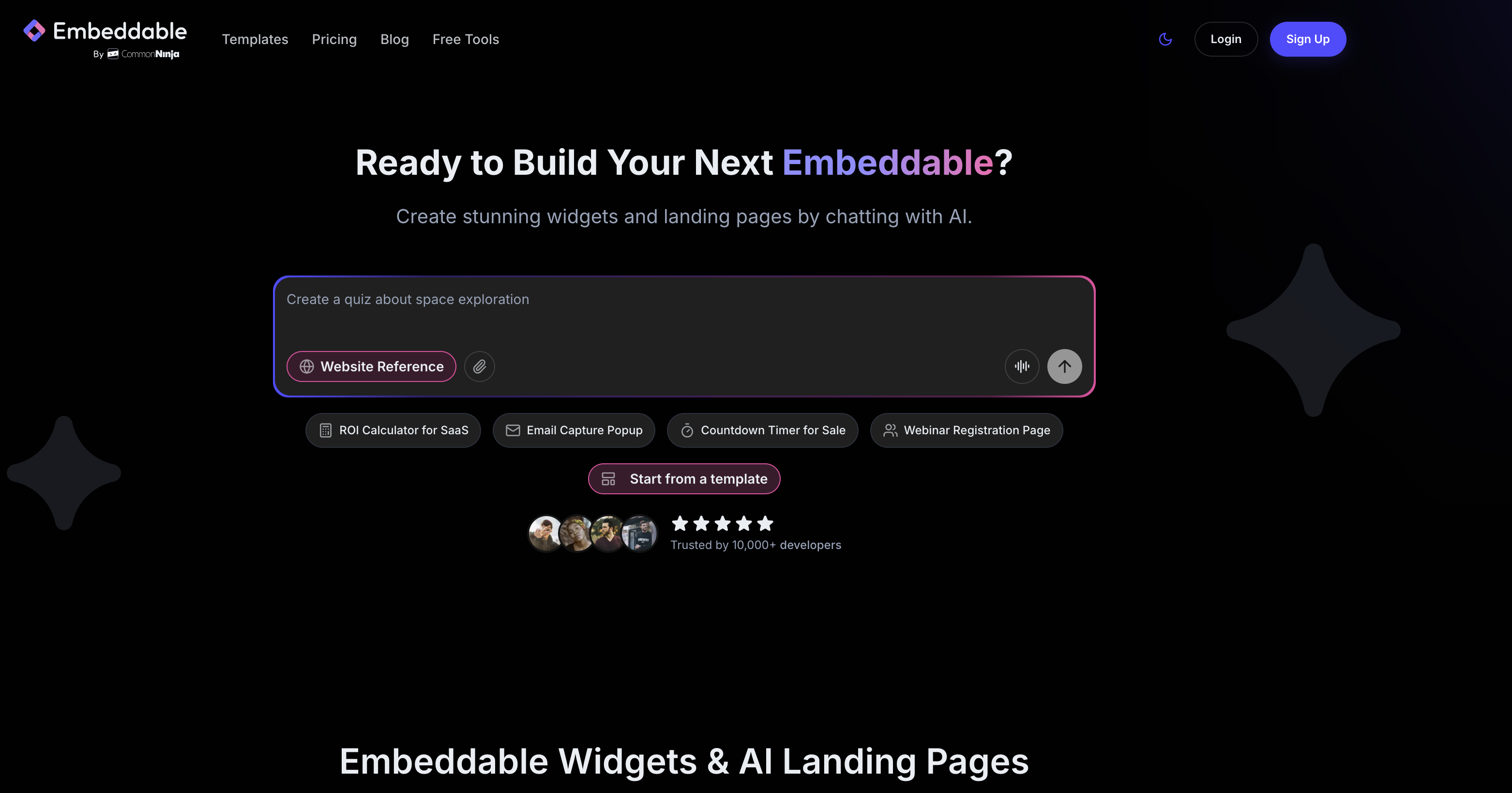 Embeddable - Screenshot showing the interface and features of this AI tool
