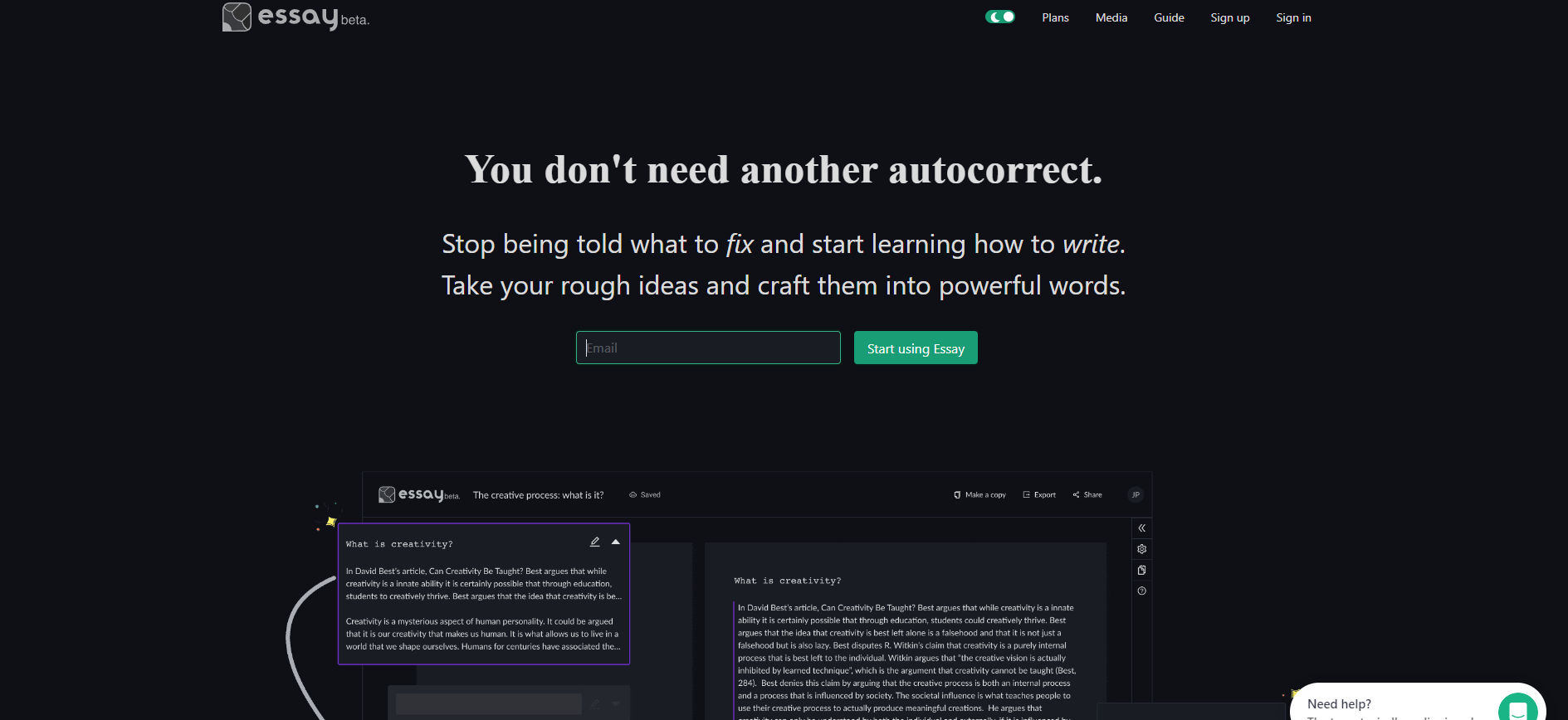 Essay.app - Screenshot showing the interface and features of this AI tool