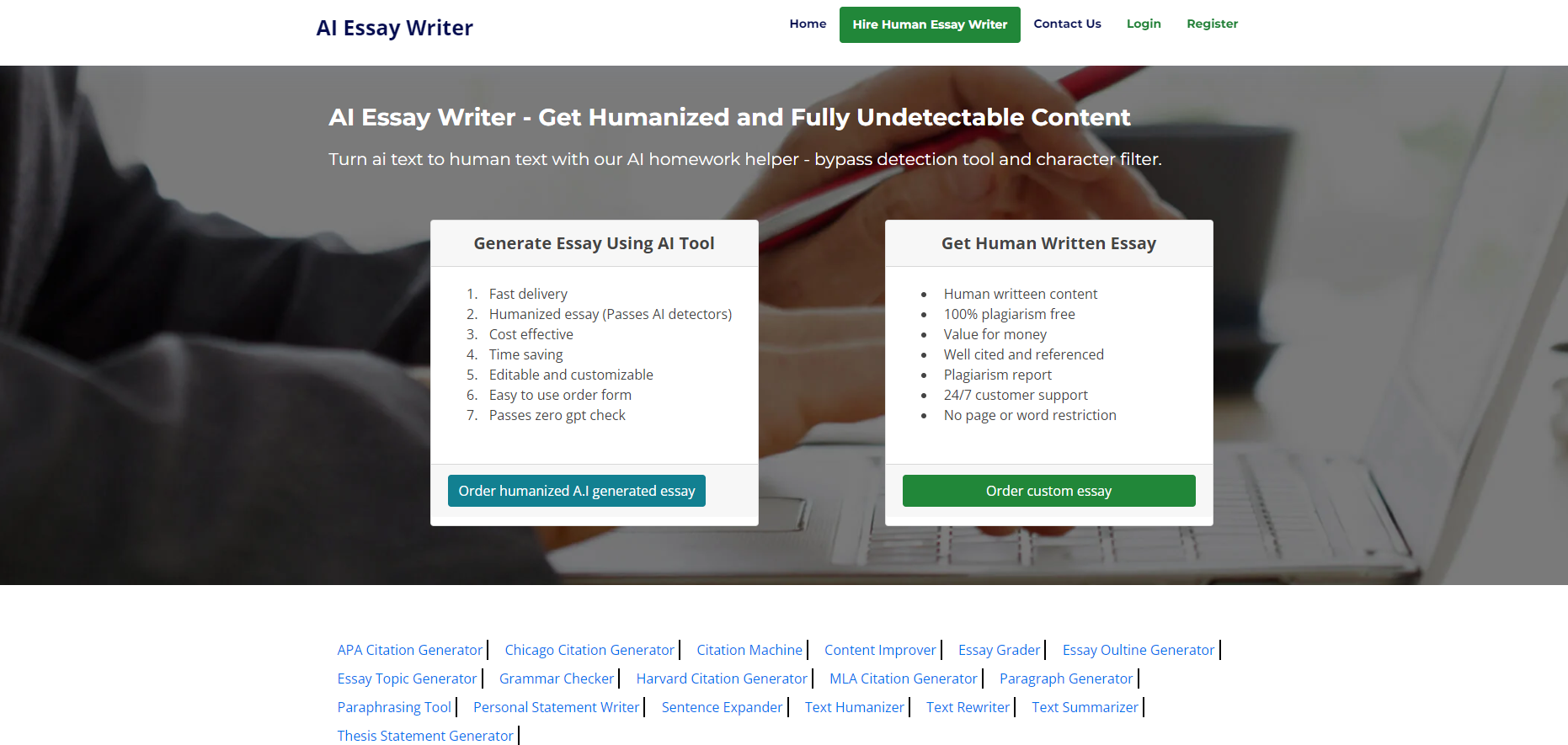 Essay Writer App - Screenshot showing the interface and features of this AI tool