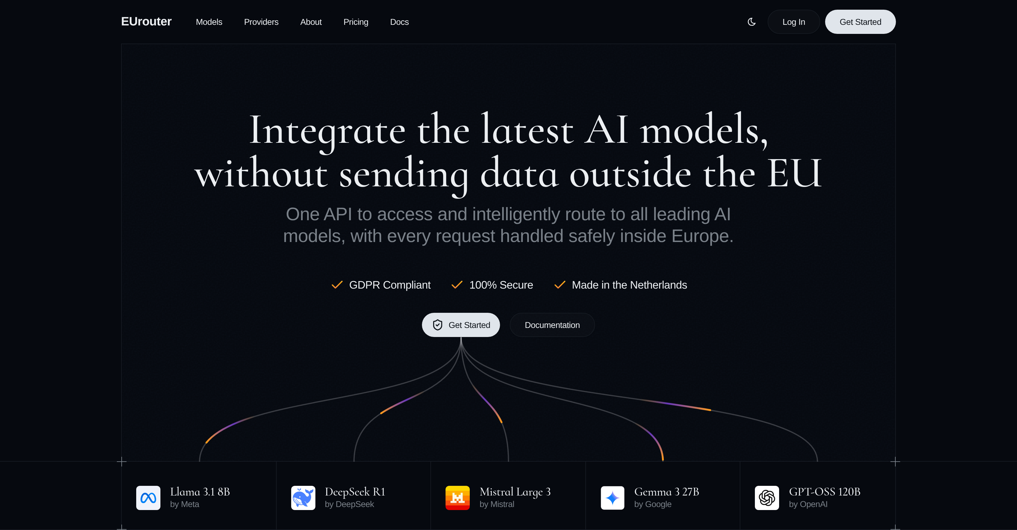 EUrouter - Screenshot showing the interface and features of this AI tool