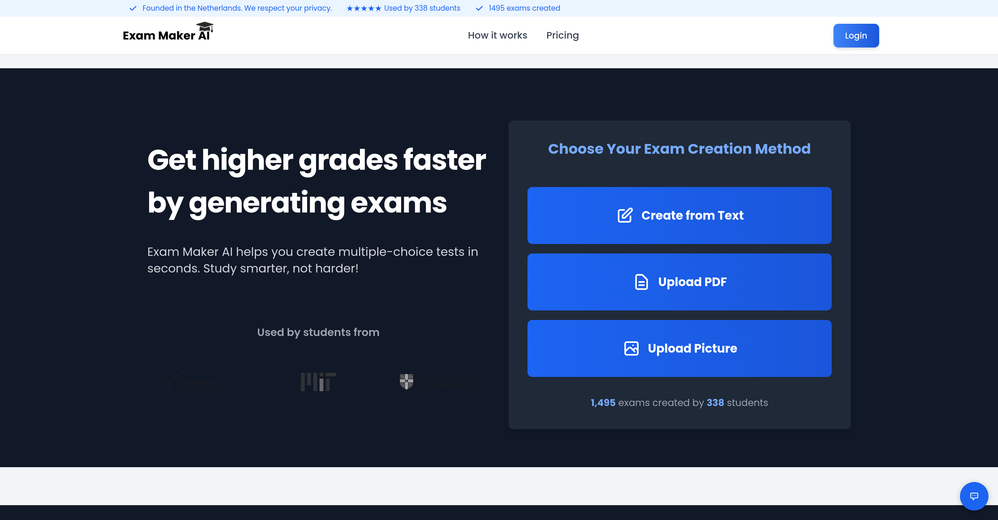 Exam Maker AI - Screenshot showing the interface and features of this AI tool