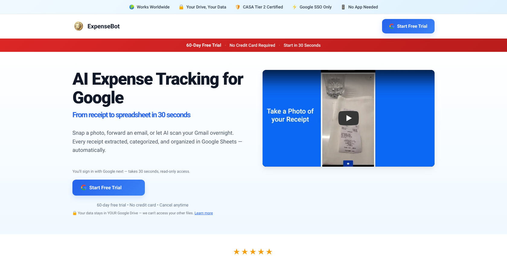 ExpenseBot - Screenshot showing the interface and features of this AI tool