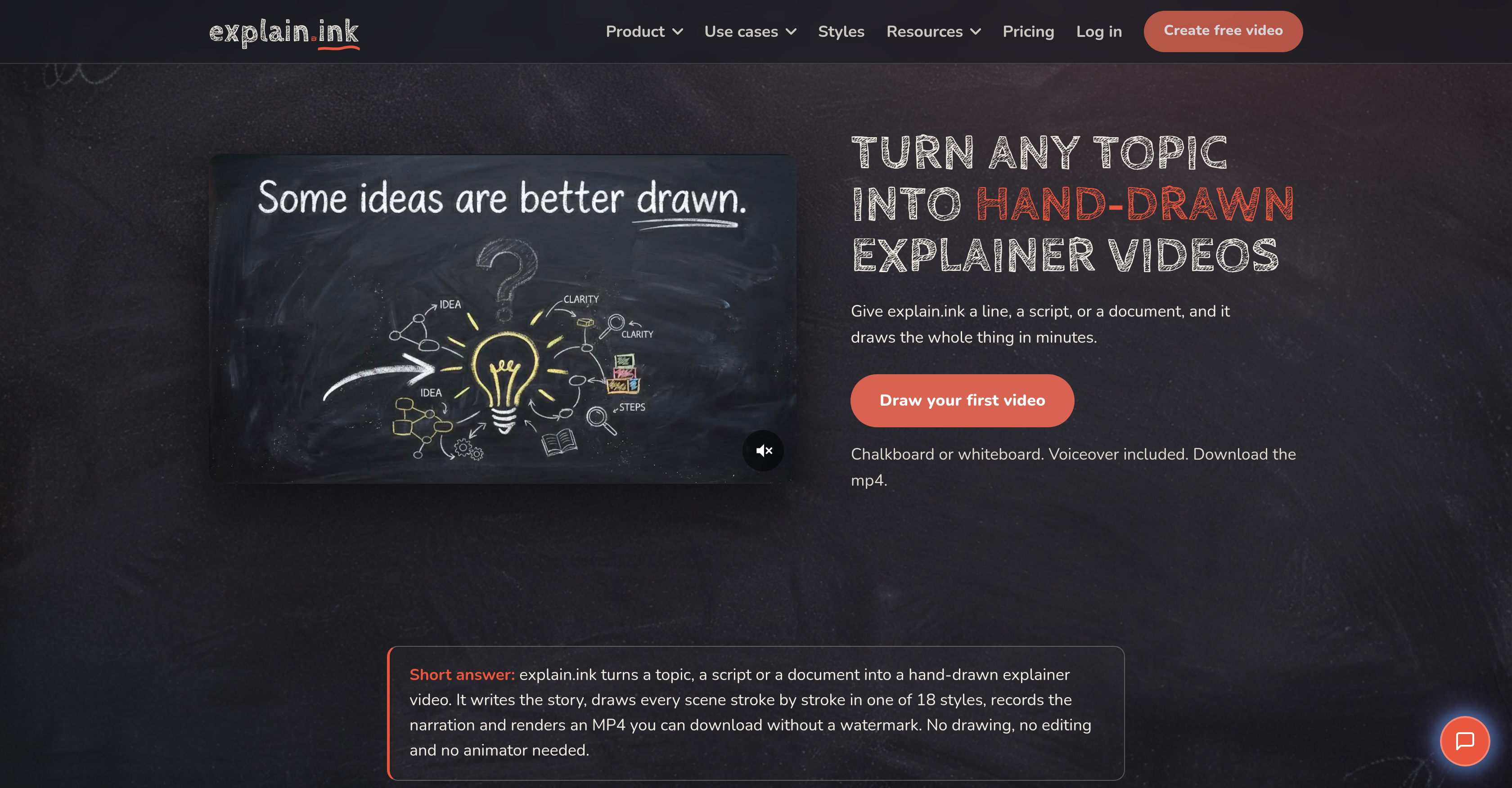 explain.ink - Screenshot showing the interface and features of this AI tool