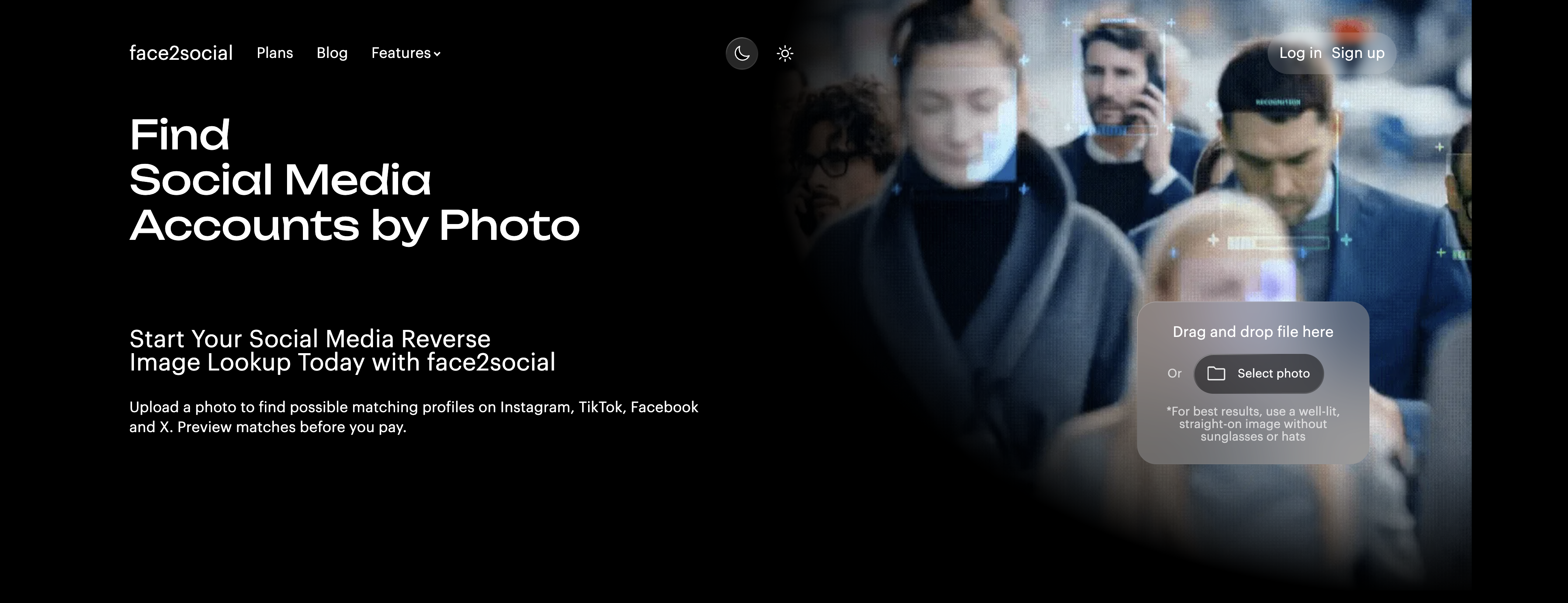Face2Social - Screenshot showing the interface and features of this AI tool