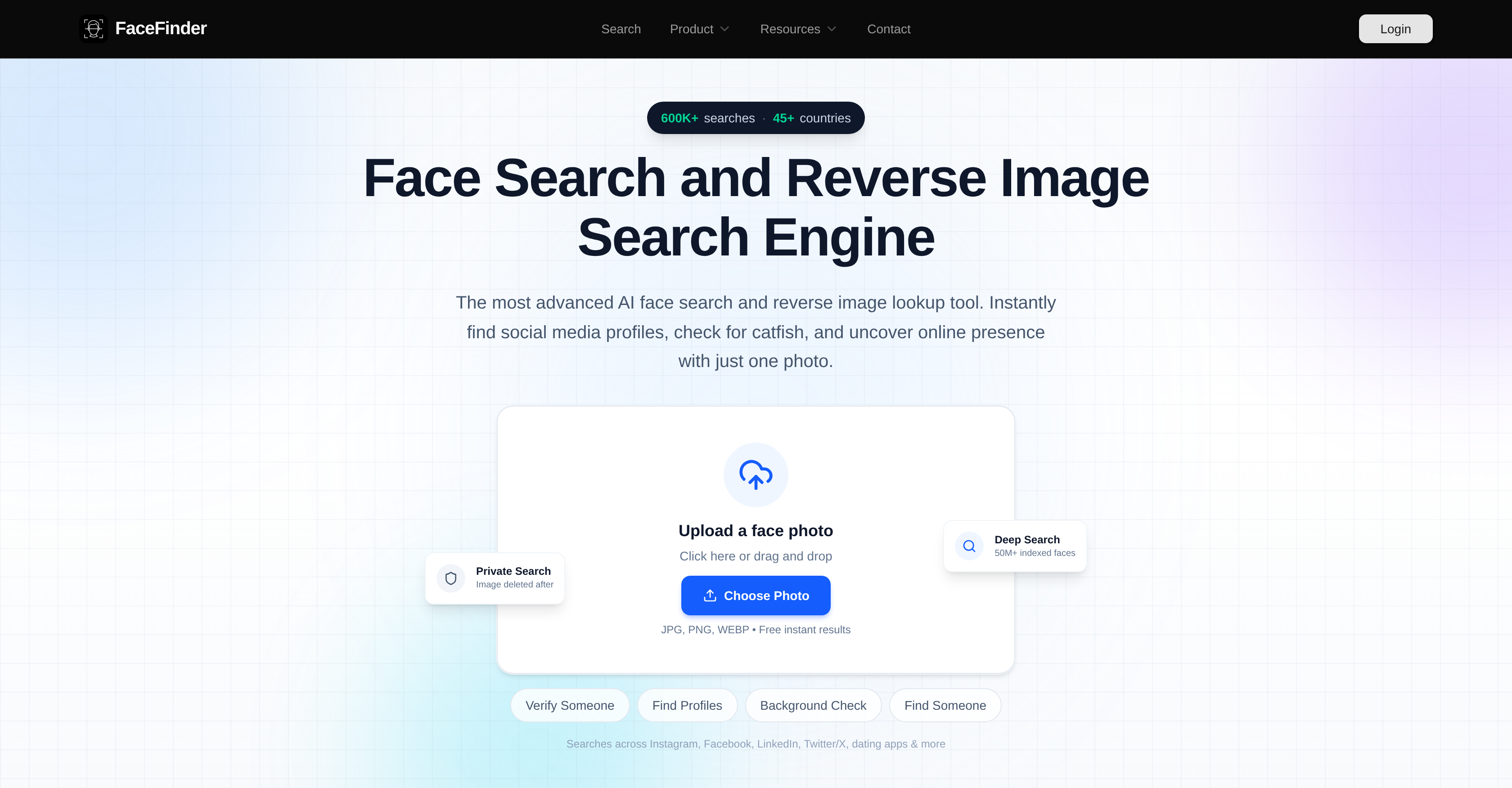 FaceFinder - Screenshot showing the interface and features of this AI tool