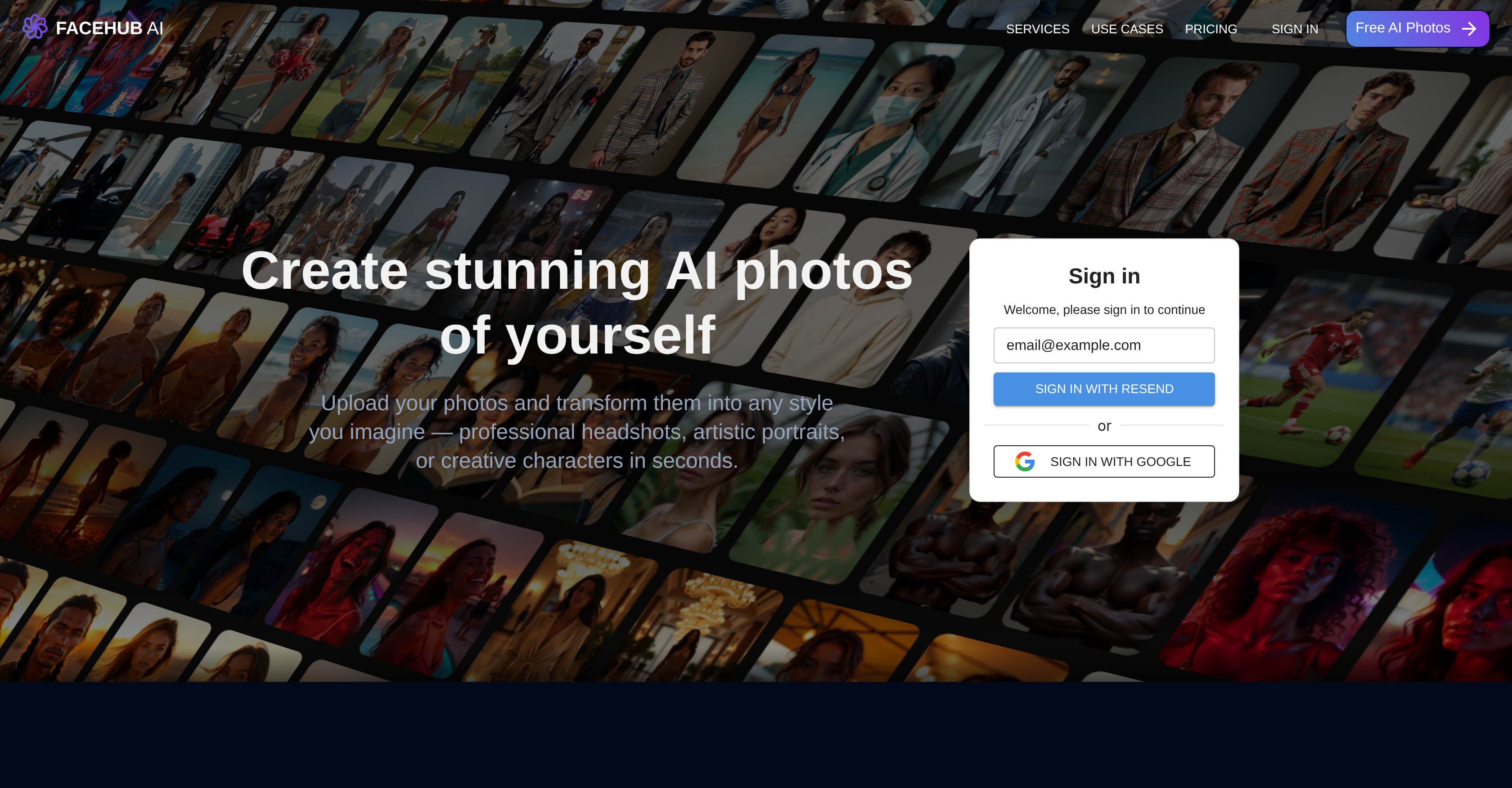 FaceHub AI - Screenshot showing the interface and features of this AI tool